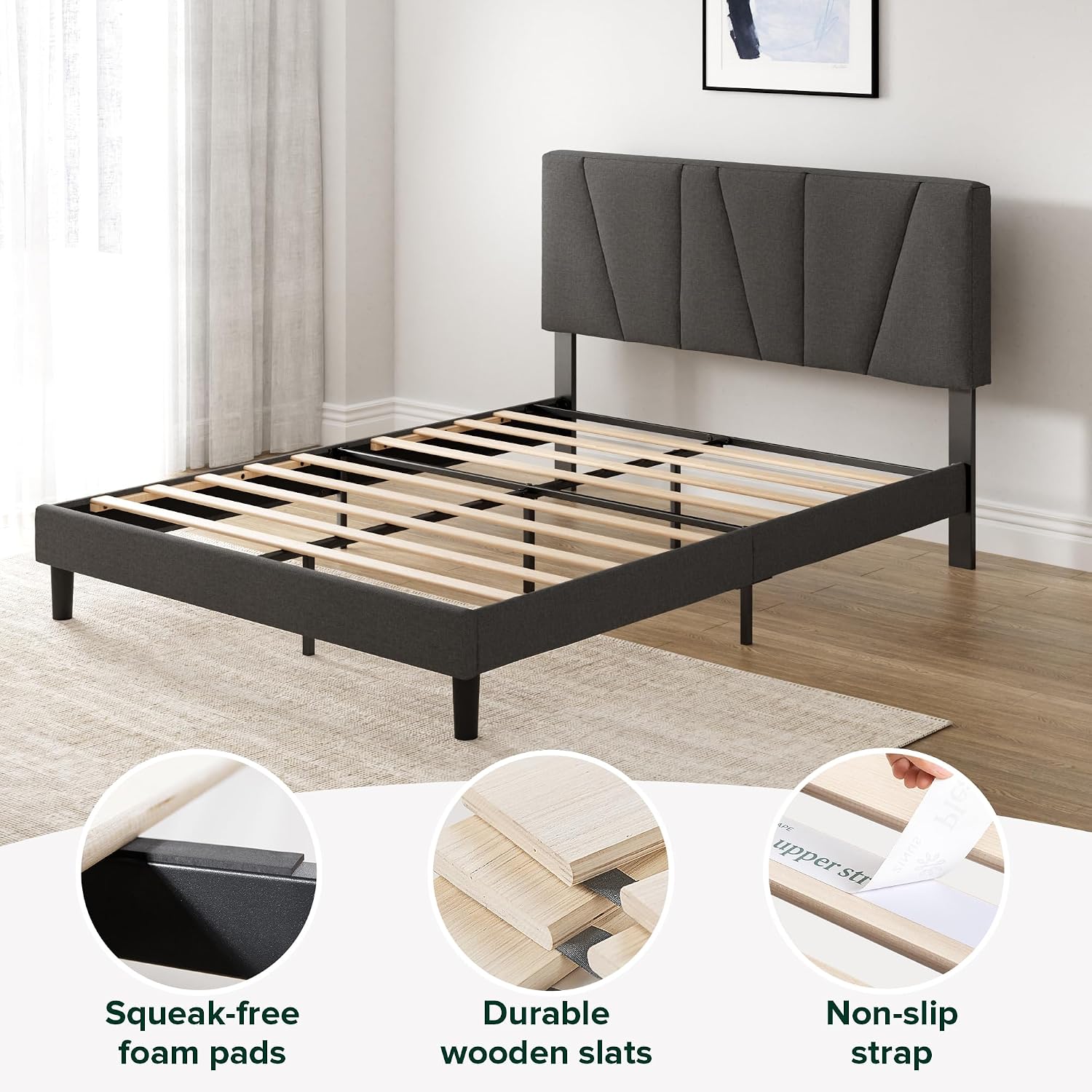 Zinus Maya Platform Bed Frame, Four Underbed Storage Drawers, Full | Secure Locking Drawers, Modern Upholstered Look, Minimalist Design, Straightforward Assembly, No Box Spring Needed