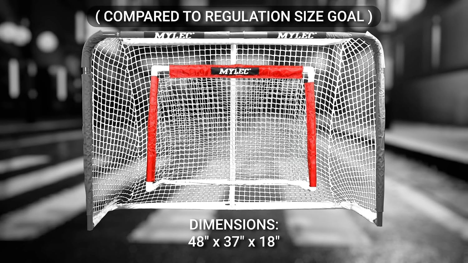 MyLec Deluxe Hockey Set, with 1 Hockey Goal, 2 43" Hockey Sticks & 1 Soft Ball, Sleeve Netting System, PVC Tubing Net, Lighweight & Durable