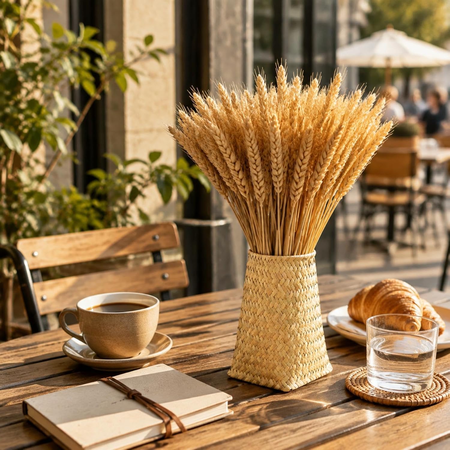 Yarlung 300 Stems Dried Wheat Stalks, 16 Inch Natural Wheat Sheaves Fall Arrangement for DIY Craft, Home Table, Wedding Decor