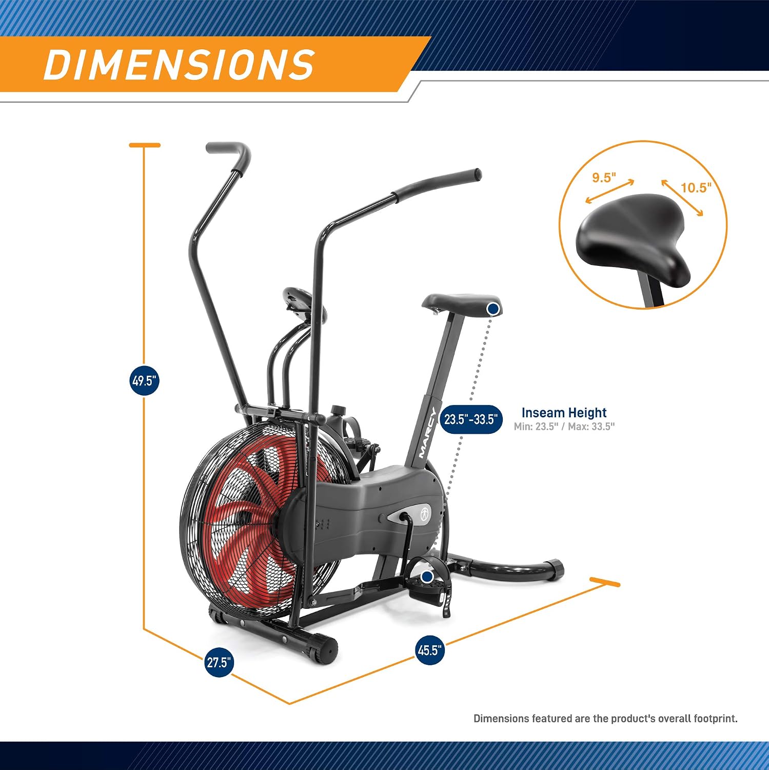 Marcy Air-Resistance Exercise Fan Bike With Dual Action Handlebars