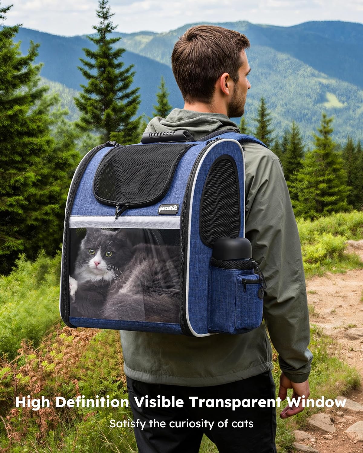 pecute Cat Backpack Expandable, Cat Carrier Backpack with Breathable Window