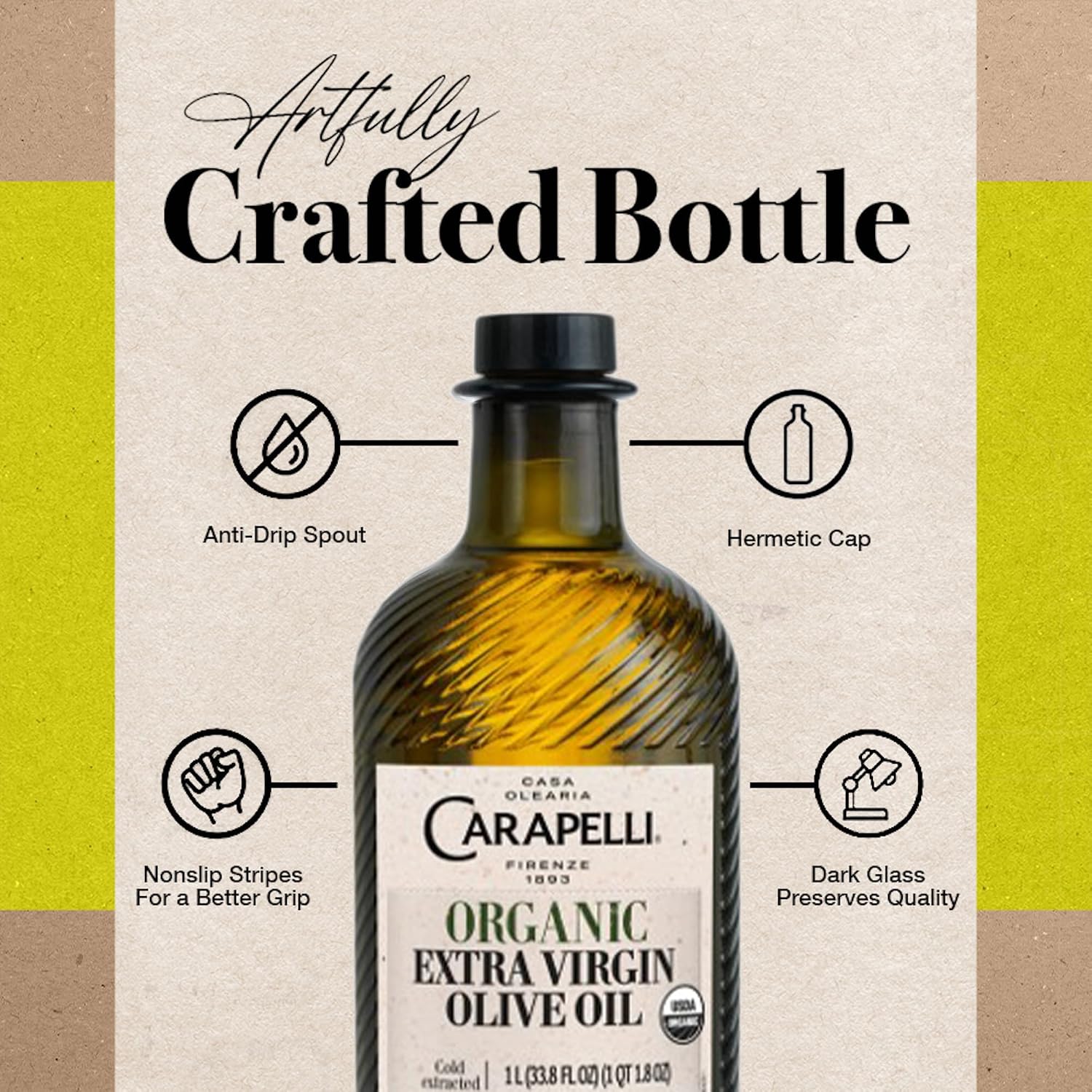 Carapelli Organic Extra Virgin Olive Oil, Cold Extracted, 16.9 fl oz