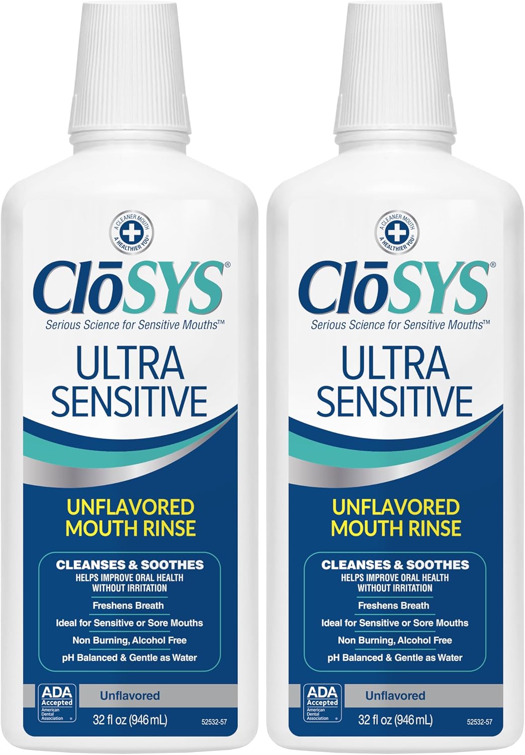 CloSYS Ultra Sensitive Mouthwash, 32 Oz, Alcohol Free Mouthwash, Unflavored Mouth Wash, Dye Free, pH Balanced, Helps Soothe Entire Mouth | Unflavored Mouth Wash, Dye Free, pH Balanced, Helps Soothe Entire Mouth