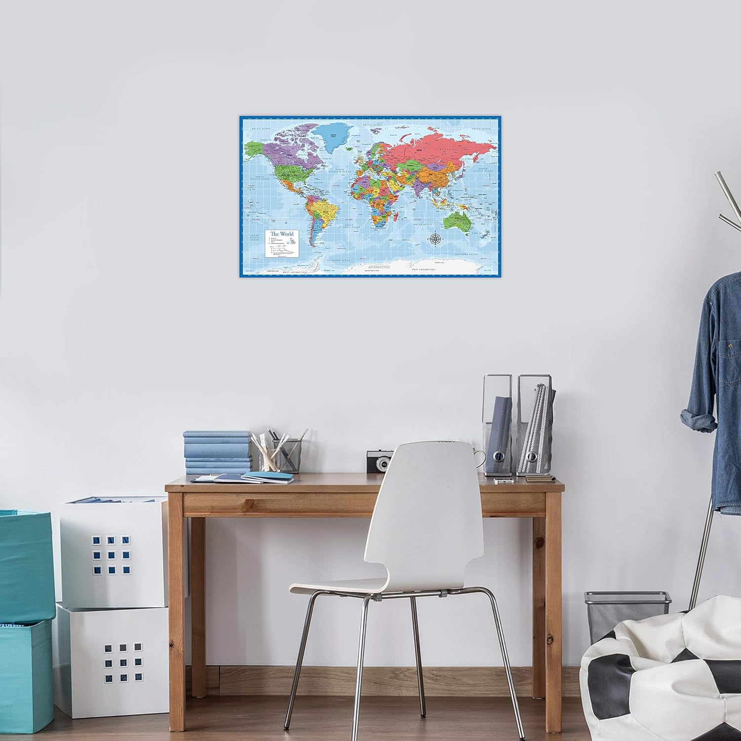 Laminated World Map & US Map Poster Set - 18" x 29" - Wall Chart Maps of the World & United States - Made in the USA - (LAMINATED, 18" x 29")