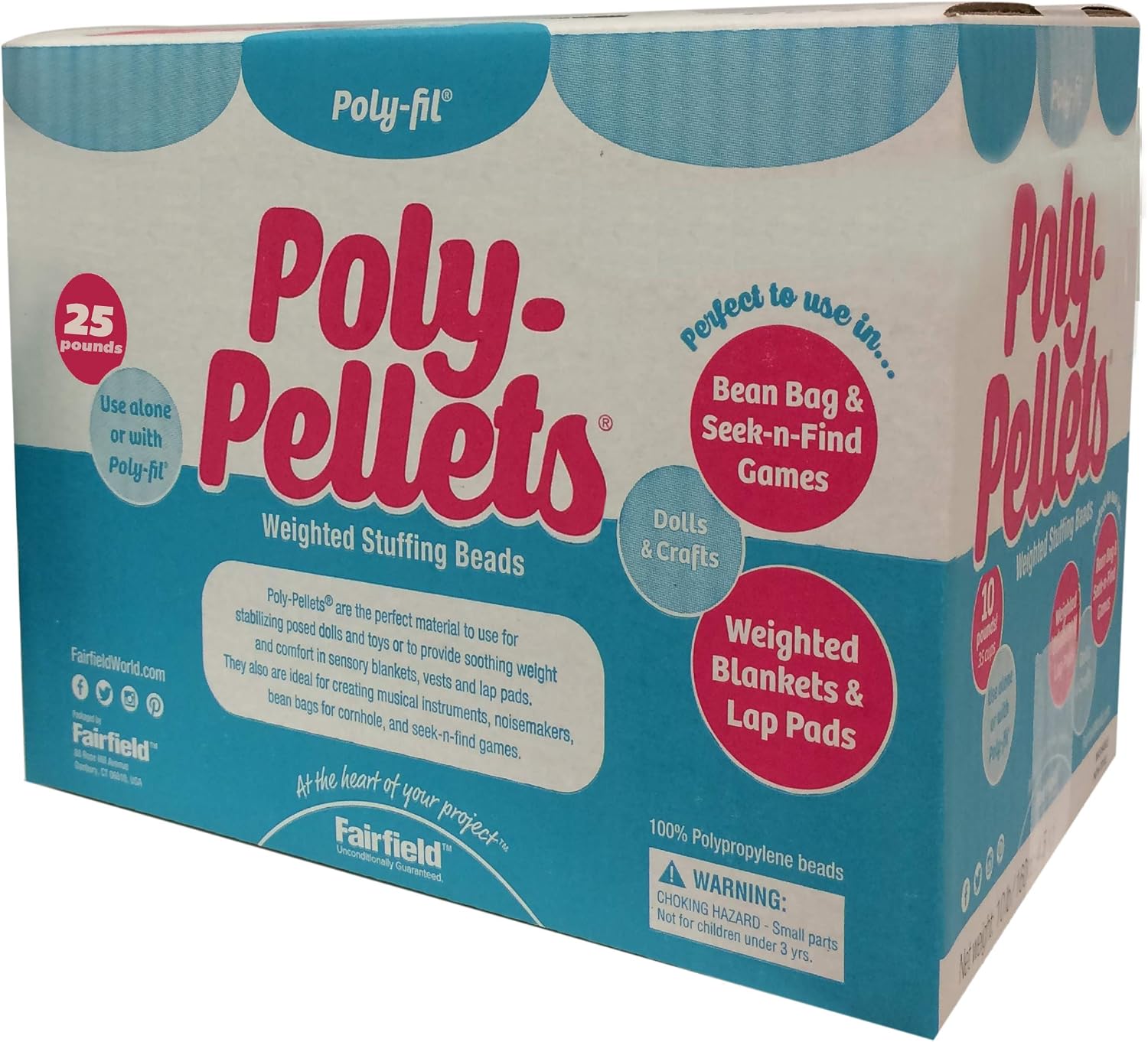 Fairfield Poly-Fil Poly-Pellets, Premium Polyester Weighted Stuffing Beads, Stuffing for Stuffed Animals, Toys, Bean Bags, Weighted Blankets, and More