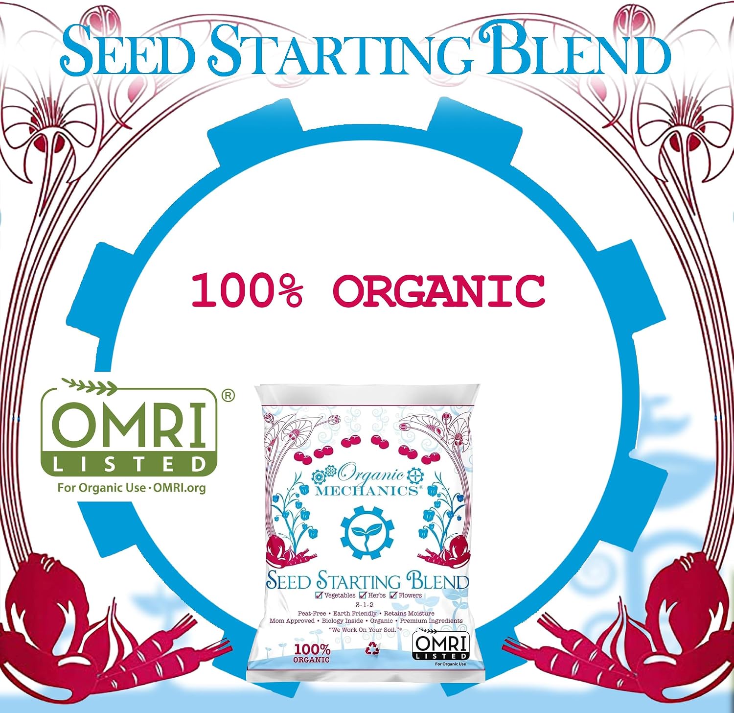 Seed Starting Potting Soil Blend, 16 Quarts – Provides Optimal Seed Germination with Coconut Coir, Aged Pine Bark, Rice Hulls, and Worm Castings – Peat-Free & Eco-Friendly