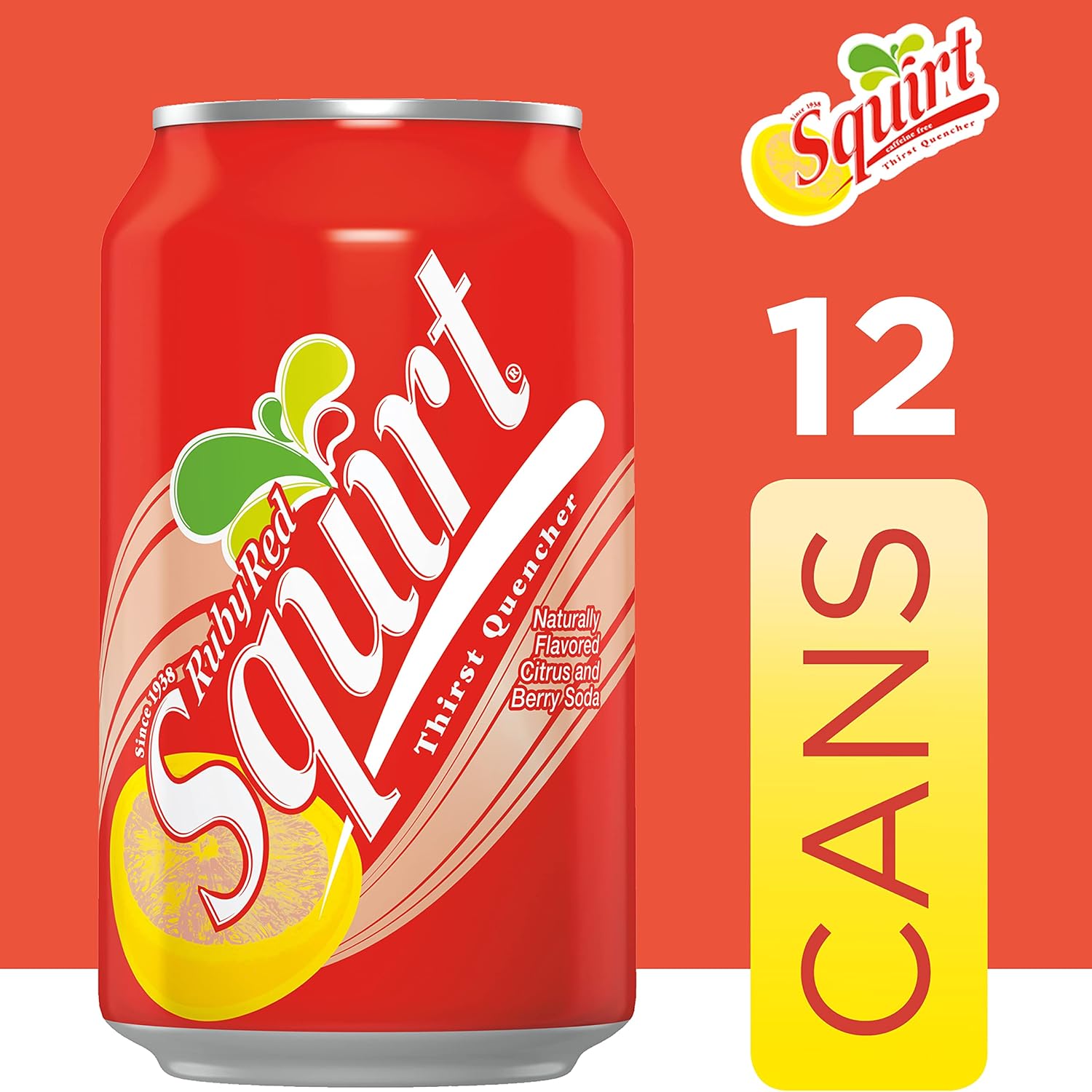 Squirt Soda, Grapefruit, 12 Fl Oz Cans, 12 Pack