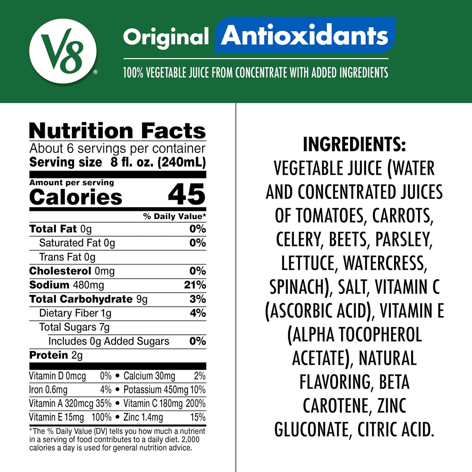 V8 Original 100% Vegetable Juice, 12 fl oz Bottle (12 Pack)
