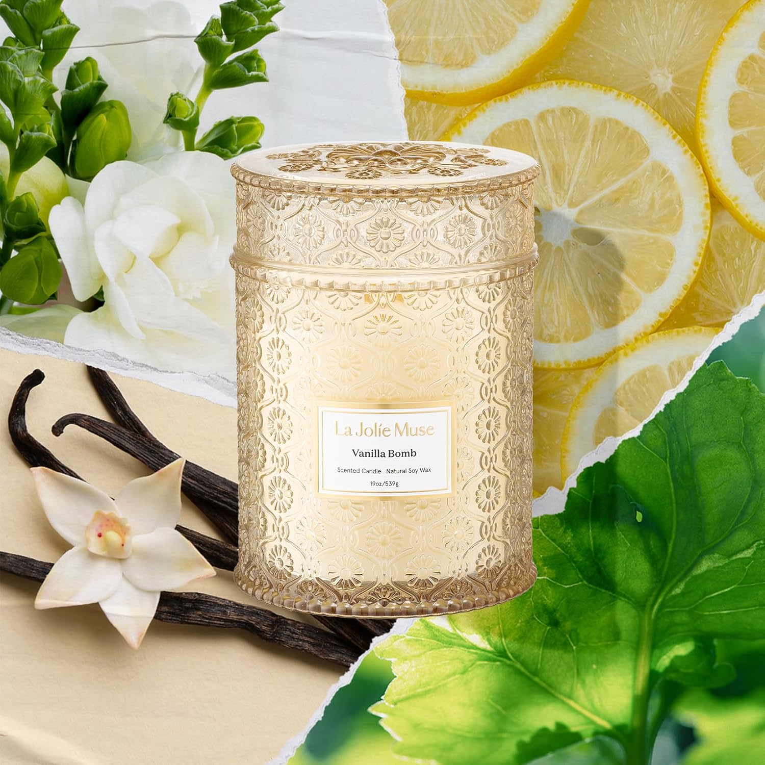LA JOLIE MUSE Starlit Fir Pine Scented Candles for Home,19 oz Natural Soy