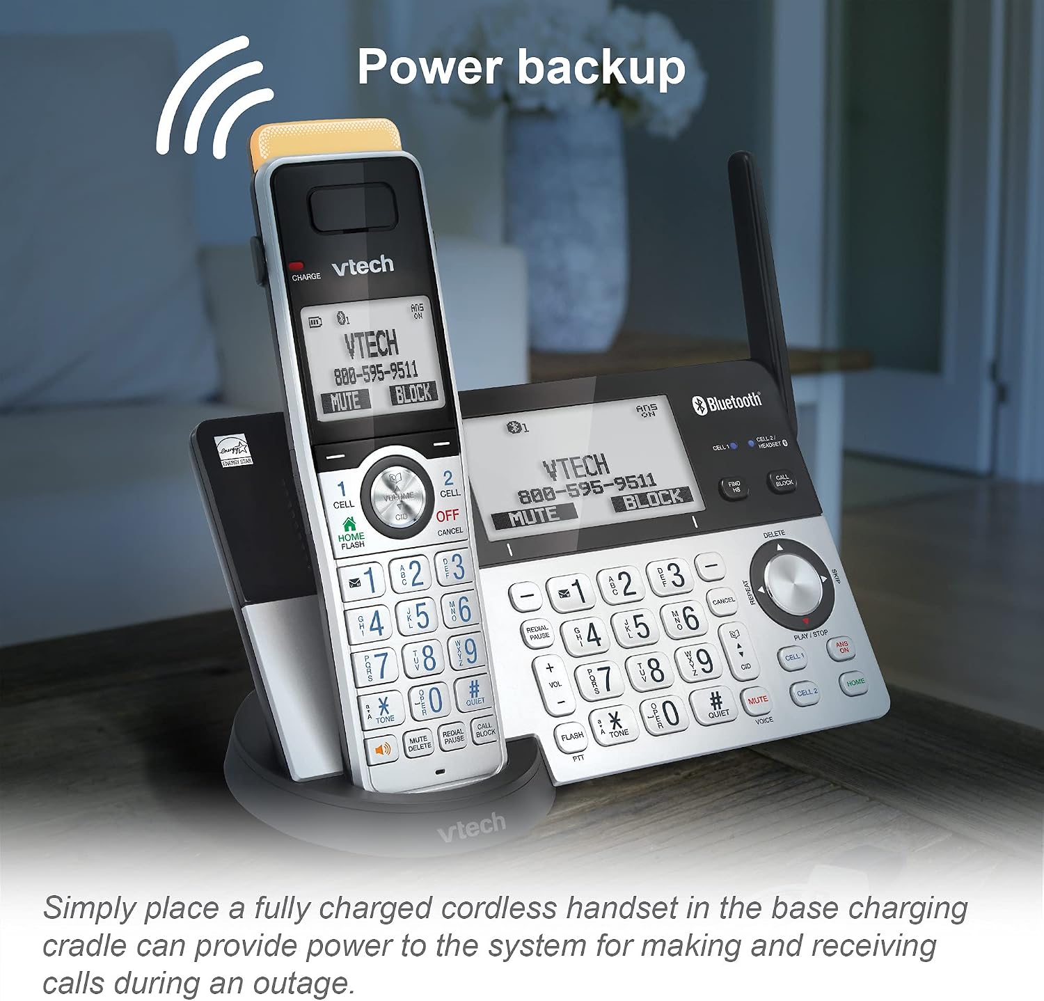 VTech IS8151-5 Super Long Range 5 Handset DECT 6.0 Cordless Phone for Home with Answering Machine, 2300 ft Range, Call Blocking, Bluetooth