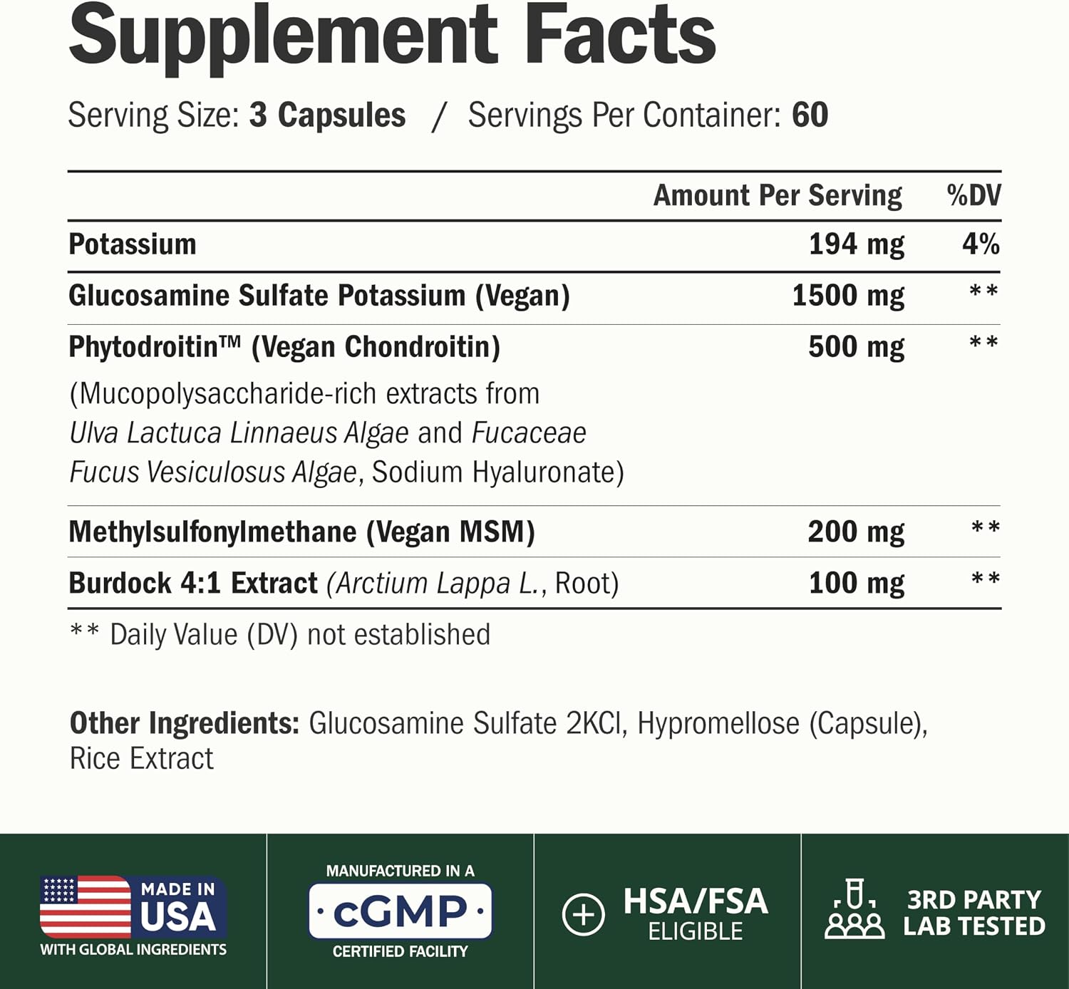Glucosamine Chondroitin MSM – Joint Support Supplement for Women and Men with Glucosamine Sulfate 1500 mg, Chondroitin and MSM – for Cartilage, Joint Health and Flexibility – 90 Capsules