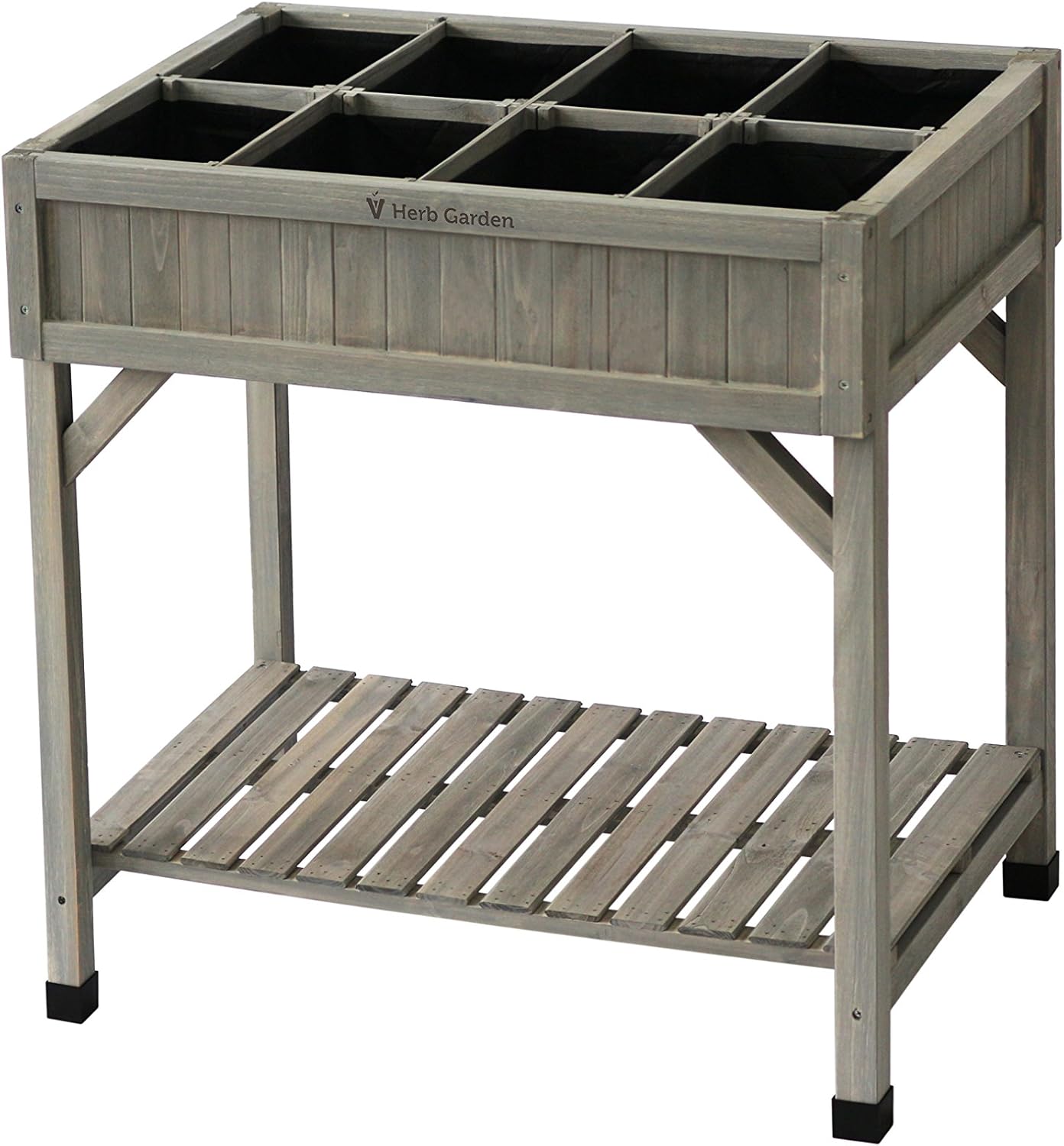 VegTrug Custom Herb Garden Planter Box, Natural Cedar Wood - Versatile Multi-Liner Raised Garden Bed with Storage Shelf for Patio