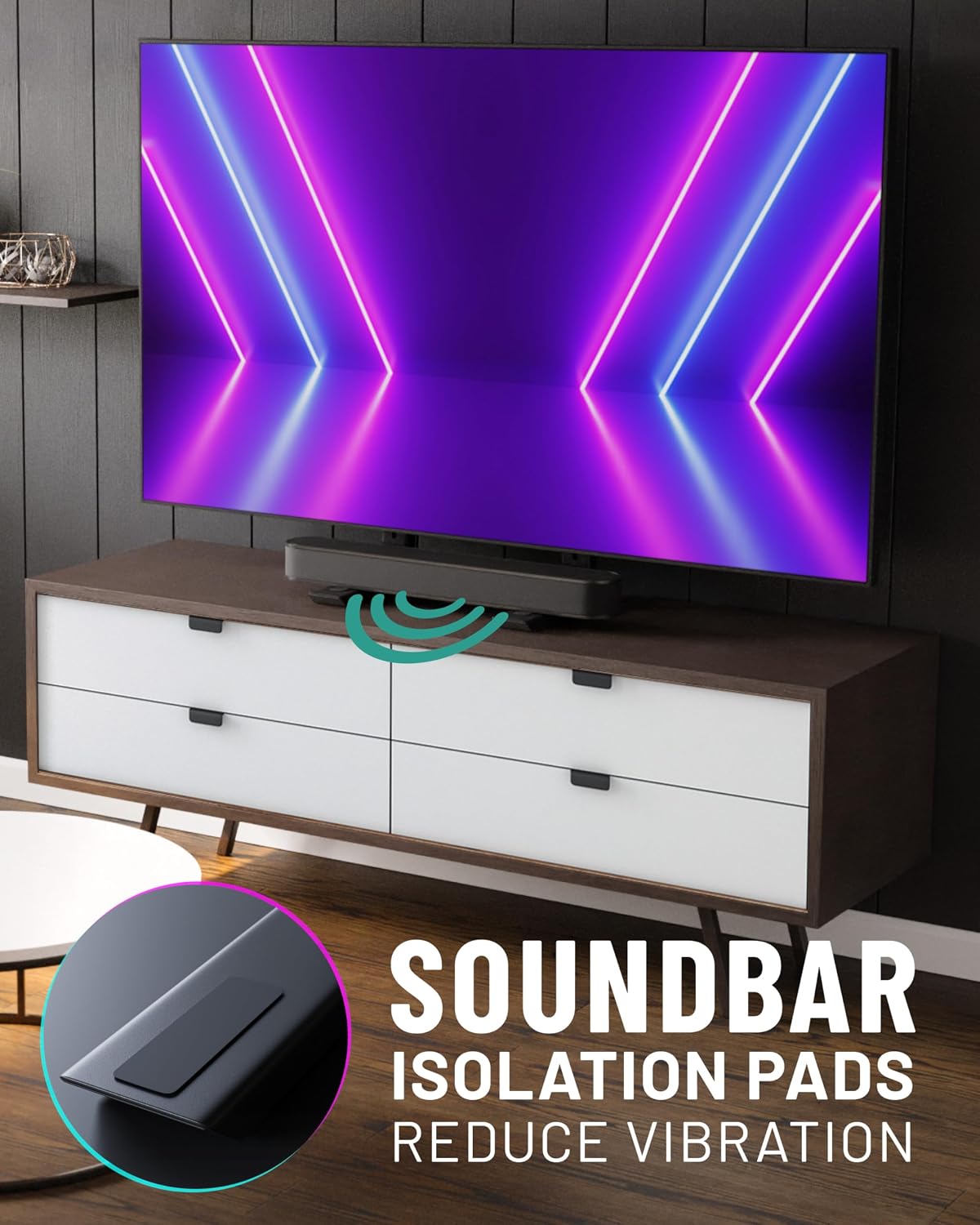ECHOGEAR Universal TV Stand - Fits 49” to 77” TVs up to 100lbs - Adjustable Height & Wobble-Free Design - Flat Base Compatible with Soundbars