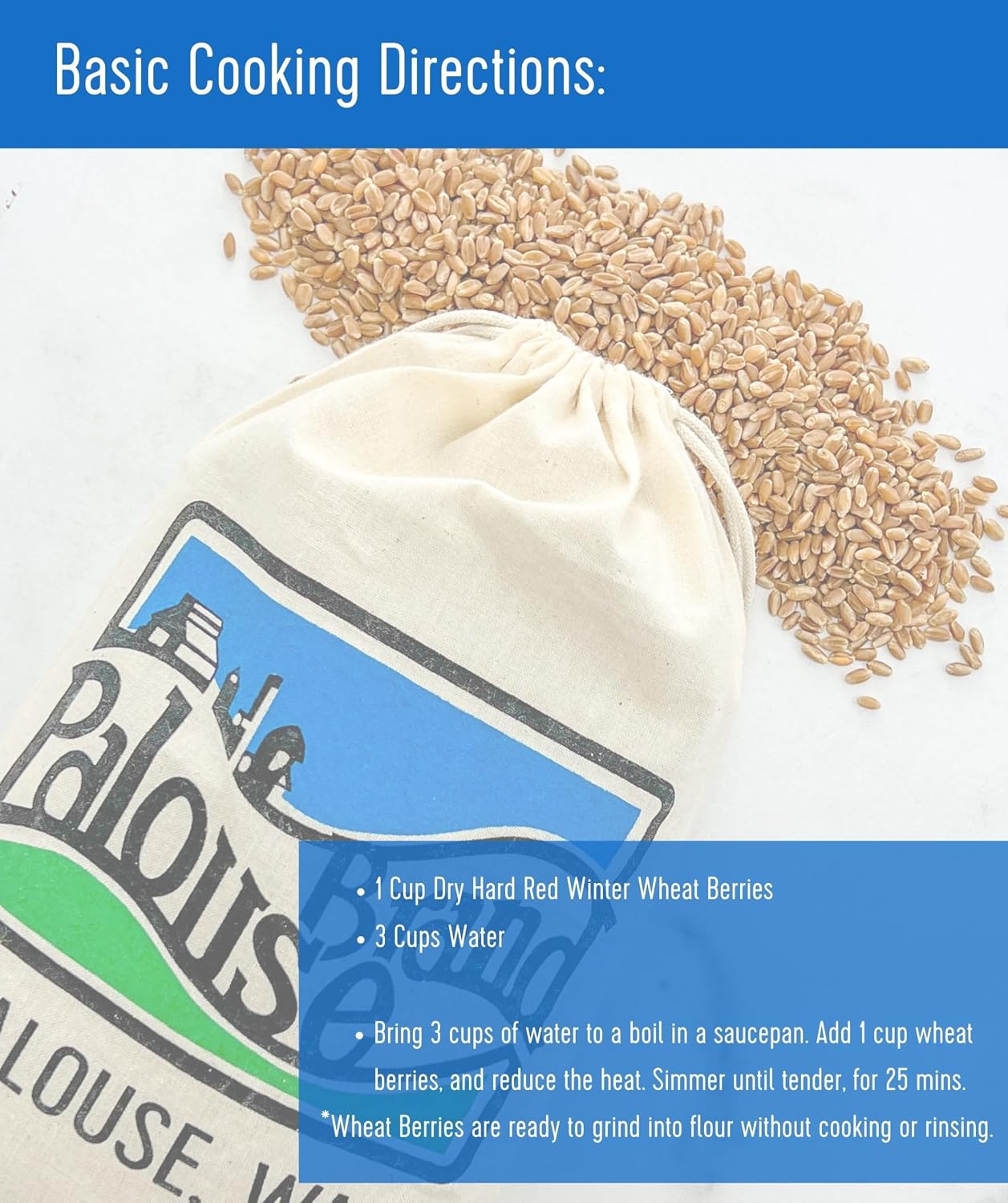 Palouse Brand Certified Glyphosate Residue Free Hard Red Winter Wheat Berries | 5 LBS | Family Farmed in Washington State | Non-GMO Project Verified | Certified Kosher Parve