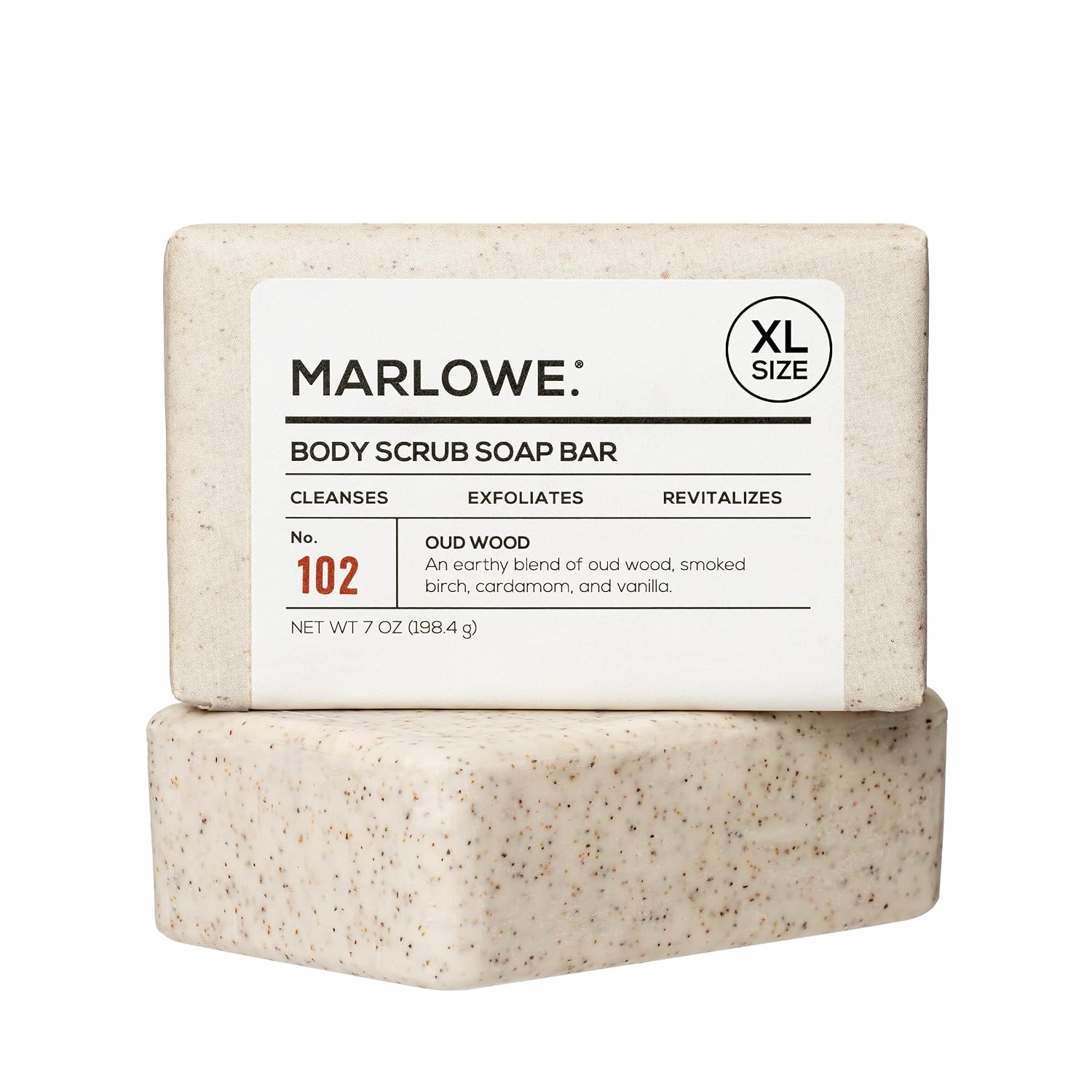 MARLOWE. Body Scrub Soap, Exfoliating Soap Bar, Sage + Fir, 7 oz | Scrub Soap Bar that deeply cleanses and exfoliates while buffing away rough, dry skin. Original Sage + Fir scent.