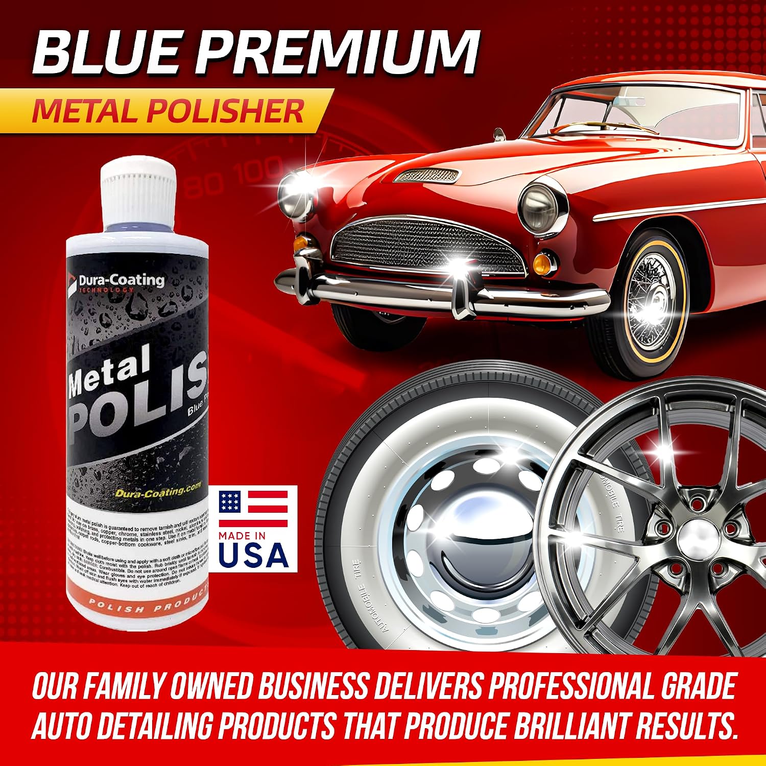 DURA-COATING TECHNOLOGY, Blue Premium Metal Polish - Perfect Brightener and Scratch Remover for Aluminum Wheels, Diamond Plate, Stainless Steel