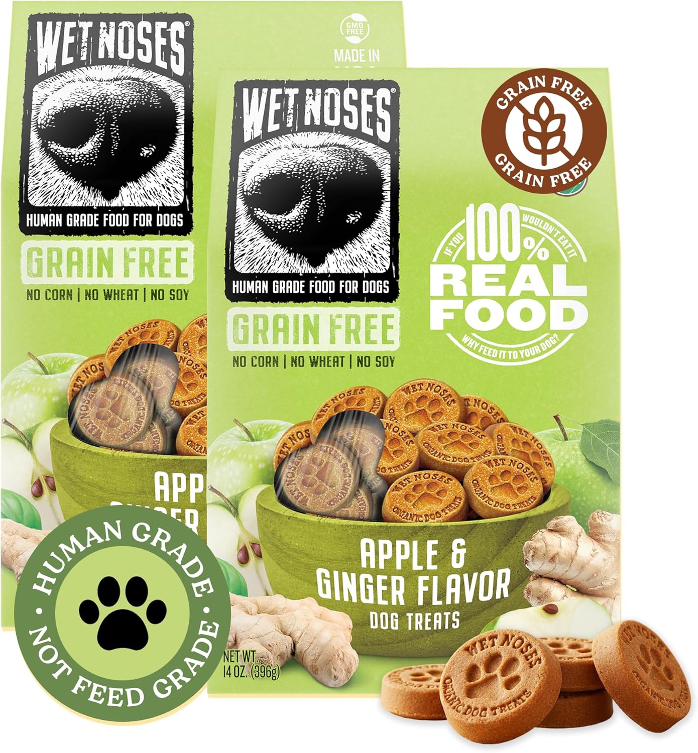 Wet Noses Organic Crunchy Dog Treats – All-Natural, Human-Grade, Non-GMO, Healthy Training & Delicious Snacks for Dogs