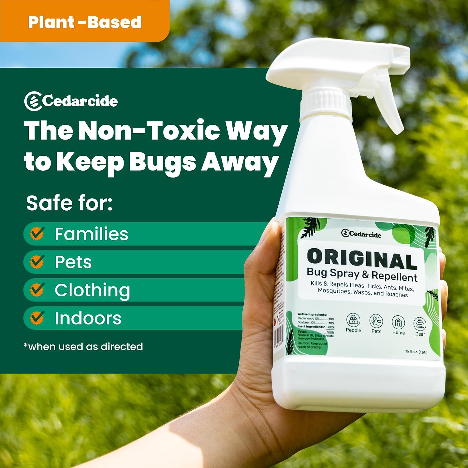 Cedarcide Original Bug Spray | Repel & Kill Fleas, Ticks, Mosquitoes, Mites, Ants & Chiggers | for use on People