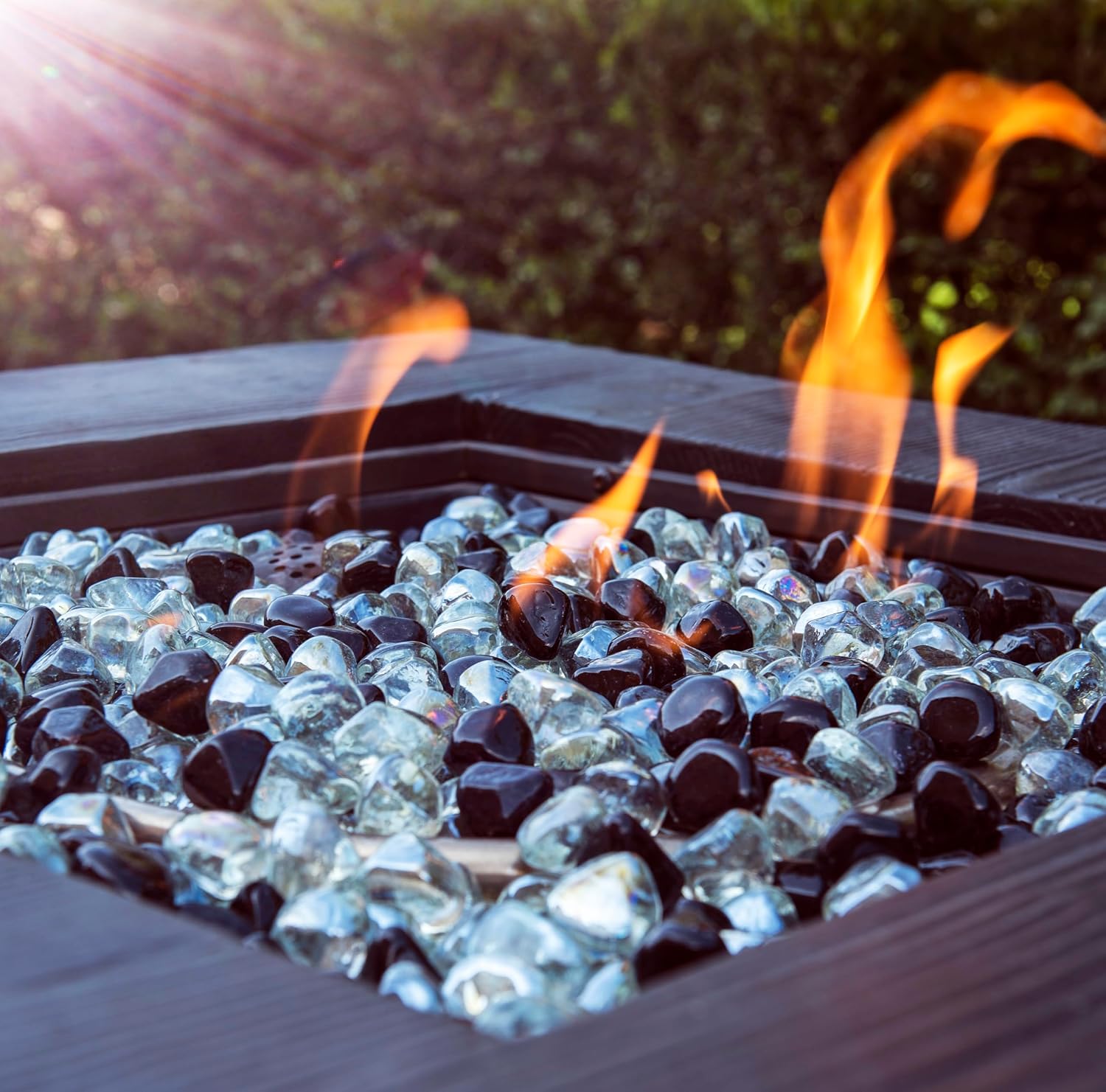 Fire Glass Diamond 1 Inch Fire Pit Glass Rocks for Propane or Gas Fire Pit （10 Pounds Margarita Azura Blue ） Gift Package