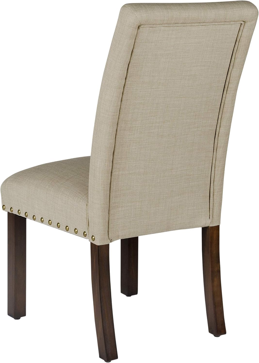 Homepop Home Decor | Classic Upholstered Parsons Dining Chairs | Set of 2 Accent Dining Chairs with Nailhead Trim, Natural Linen