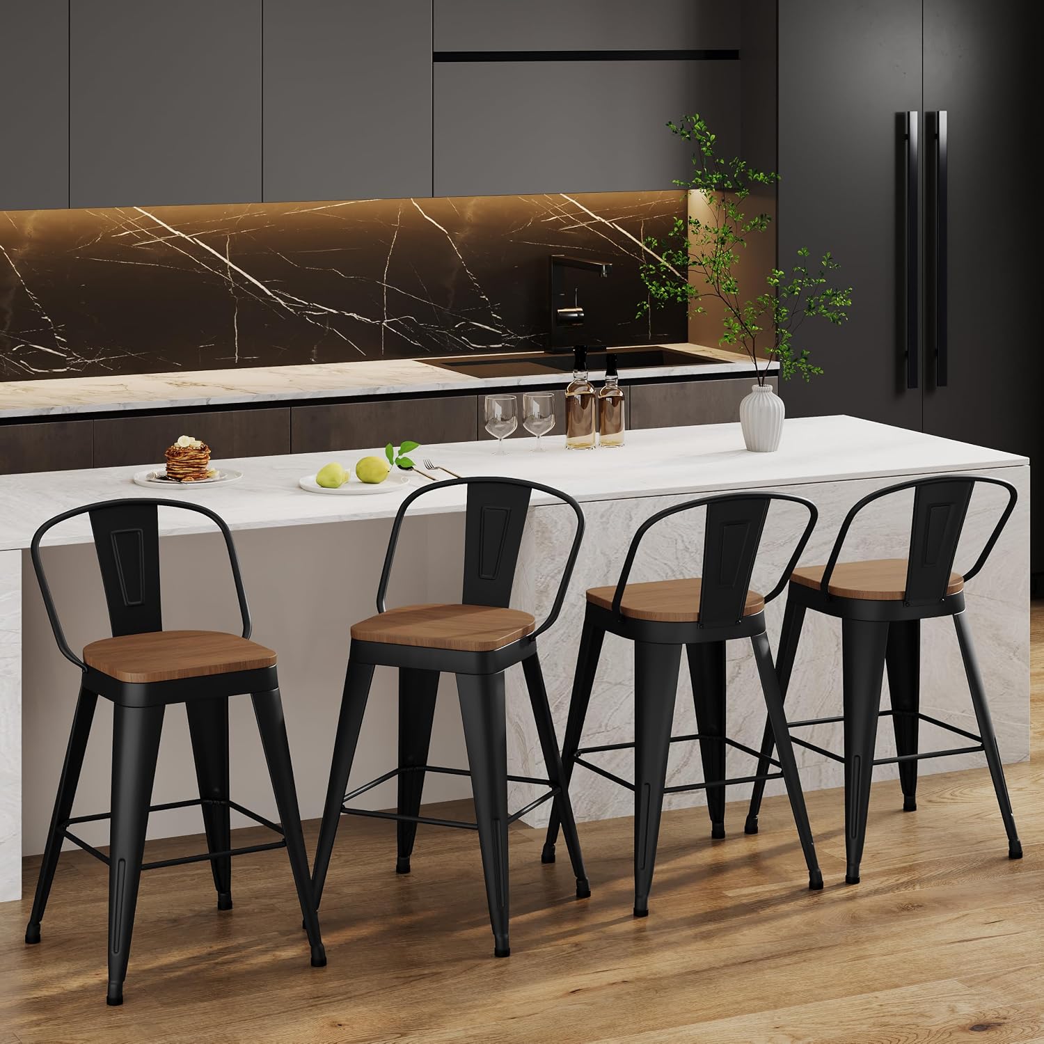 Aklaus Metal Bar Stools Set of 4