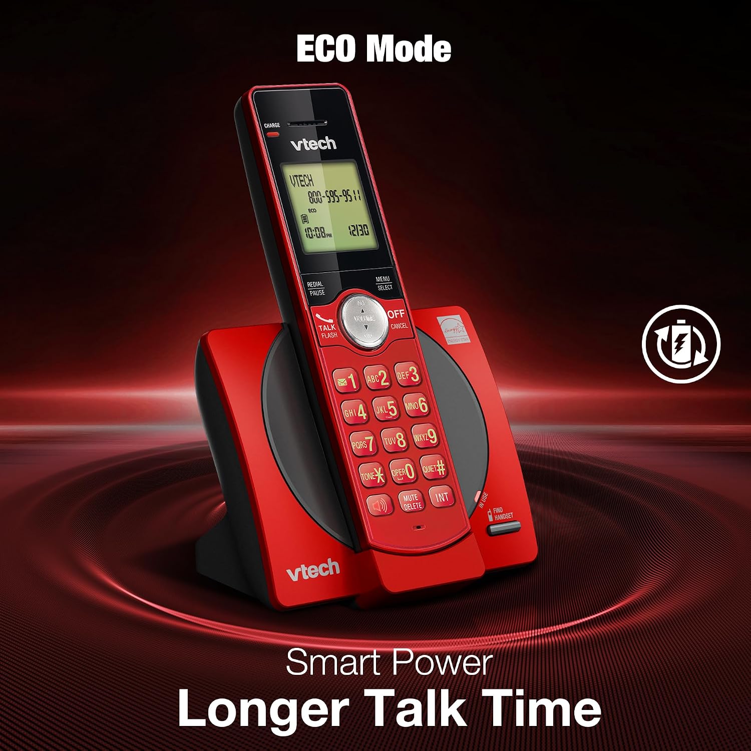 VTech CS6919-16 DECT 6.0 Cordless Phone, Red - Caller ID/Call Waiting (Stores 30 Calls), Backlit Keypad & Display, Full Duplex Handset Speakerphone, Wall Mountable