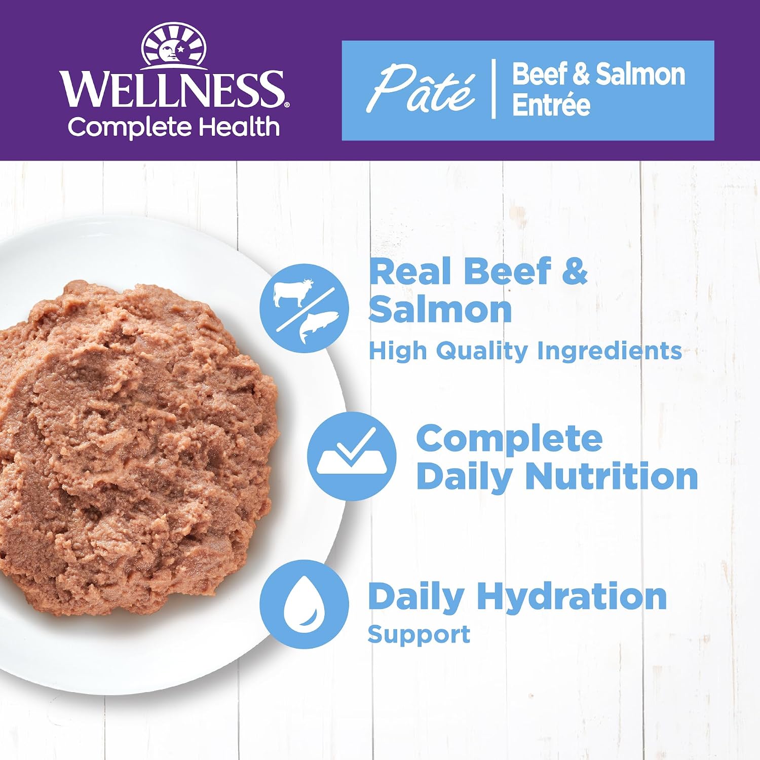Wellness Complete Health Pate Adult Canned Wet Cat Food, Natural, Protein Rich, Grain Free, Turkey Dinner Recipe, 12.5 oz, Pack of 12 Cans