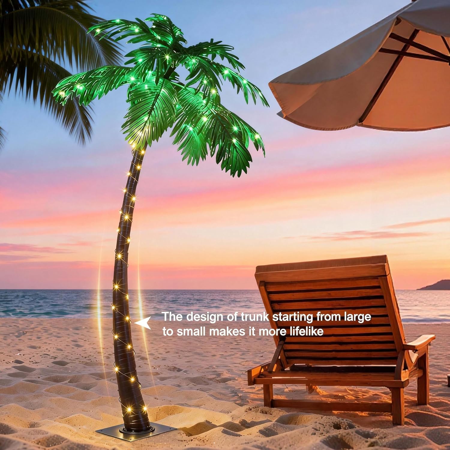 Lightshare 7 Feet Palm Tree 152LED Lights Artificial Fake Tree Decoration for Tiki Bar Outside Patio Porch Pool Christmas Nativity