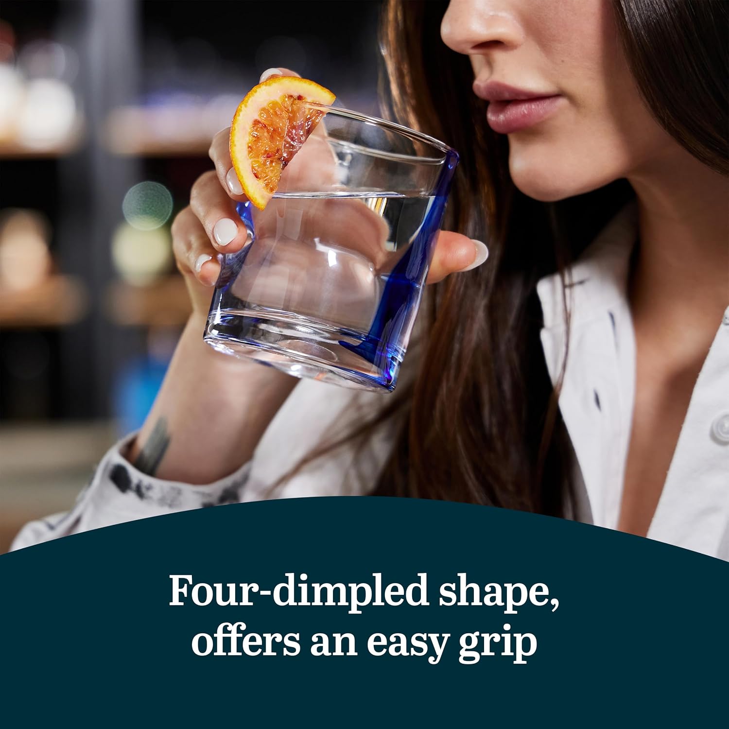 Libbey Blue Ribbon Rock Glasses Set, Artisan-Inspired Four-Dimple Shaped Glass Cups, Dishwasher Safe Whiskey Glasses Set of 8 for Dinners, Parties