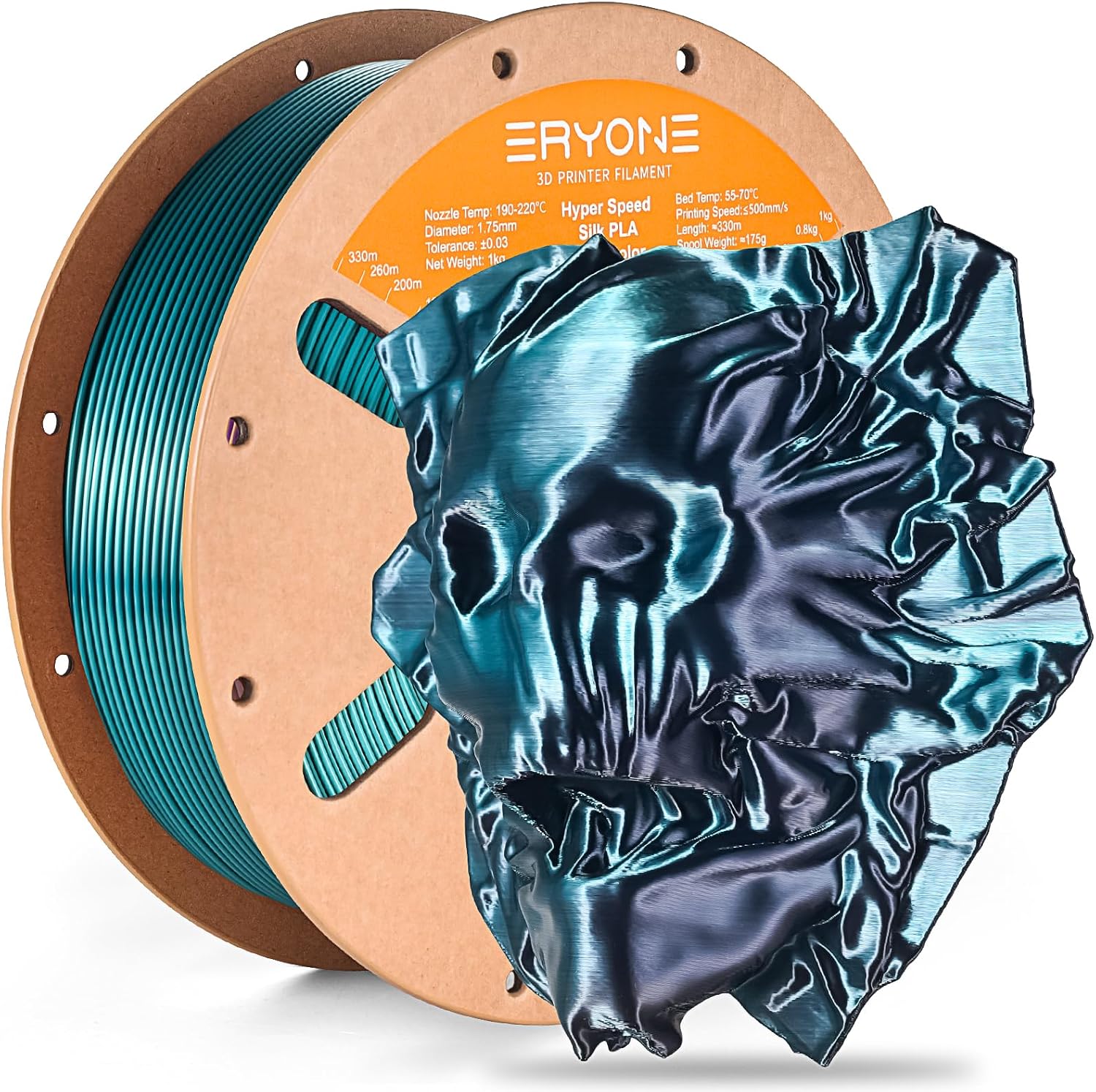 ERYONE Silk Filament PLA+ 1.75mm Upgraded Shiny 3D Printer Filament, Gloss Finish, Fit Most FDM Printer Stable Printing,1kg (2.2LBS)/Spool, Silver