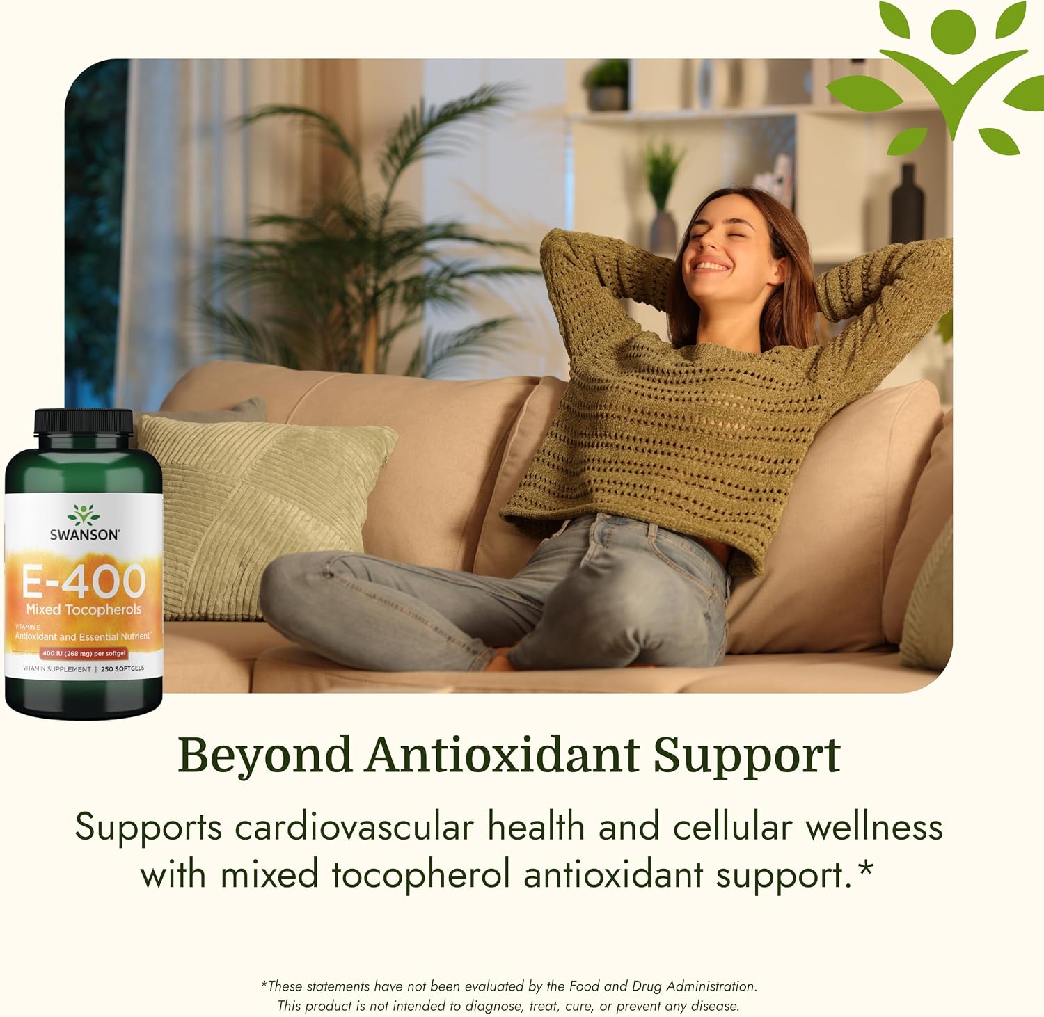 Swanson E-400 Mixed Tocopherols 400 IU, 250 Softgels | Provides 400 IU of Vitamin E from Mixed Tocopherols
