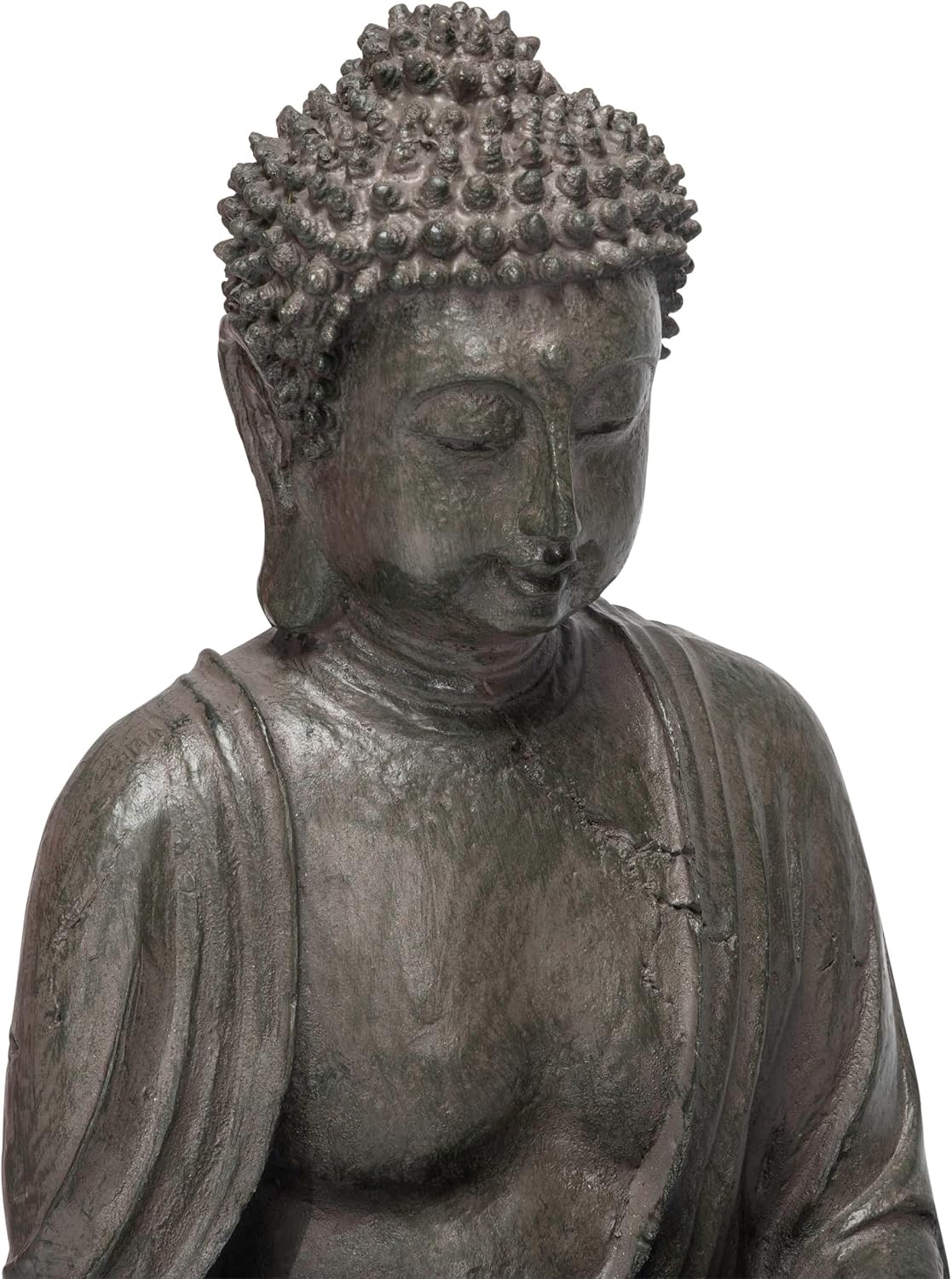 Alpine Corporation GEM178 Indoor Tabletop Meditating Buddha Water Fountain with LED Lights and Lotus Flower, 19", Beige