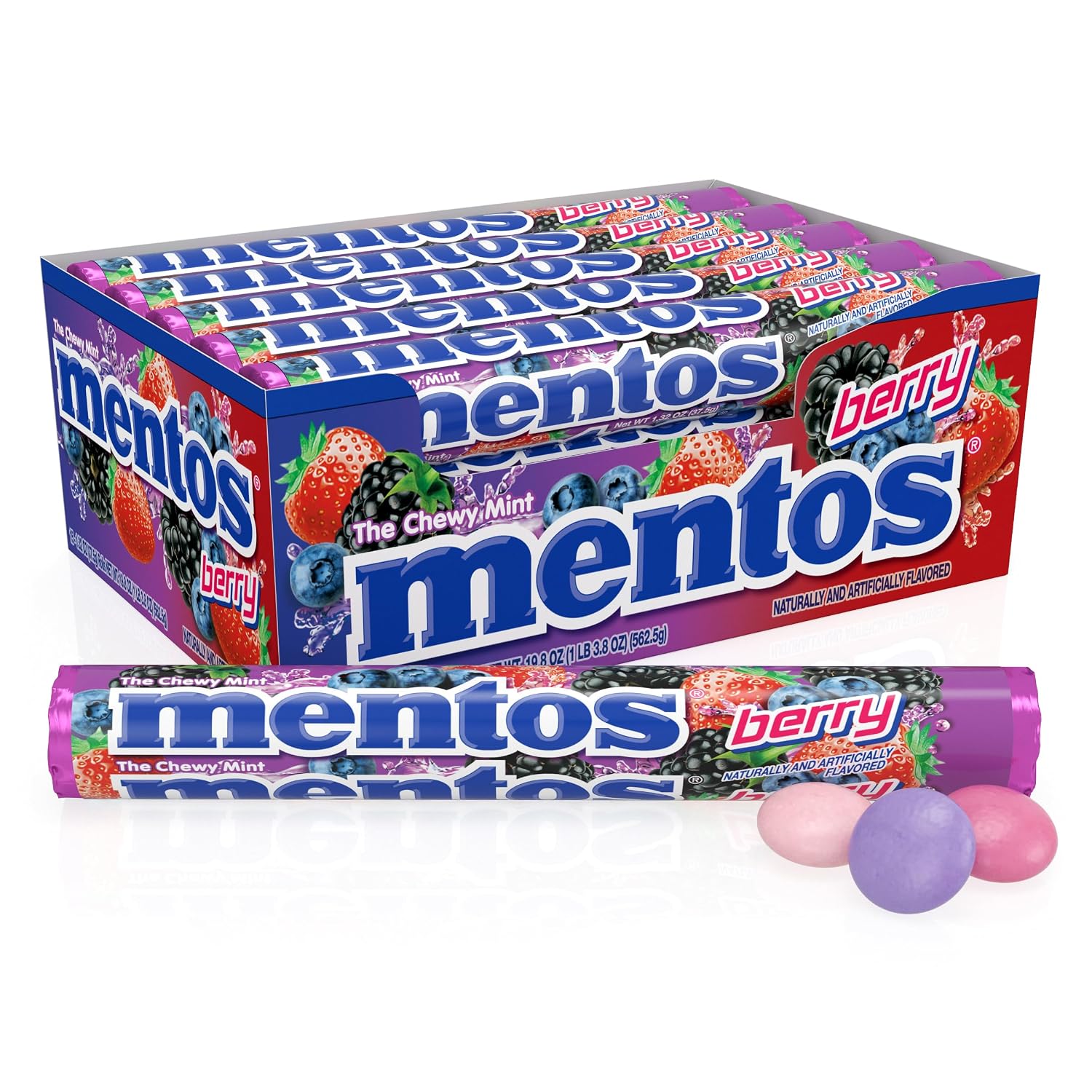 Mentos Chewy Mint Candy Roll, Cinnamon, 14 Pieces Per Roll, 15 Count Pack
