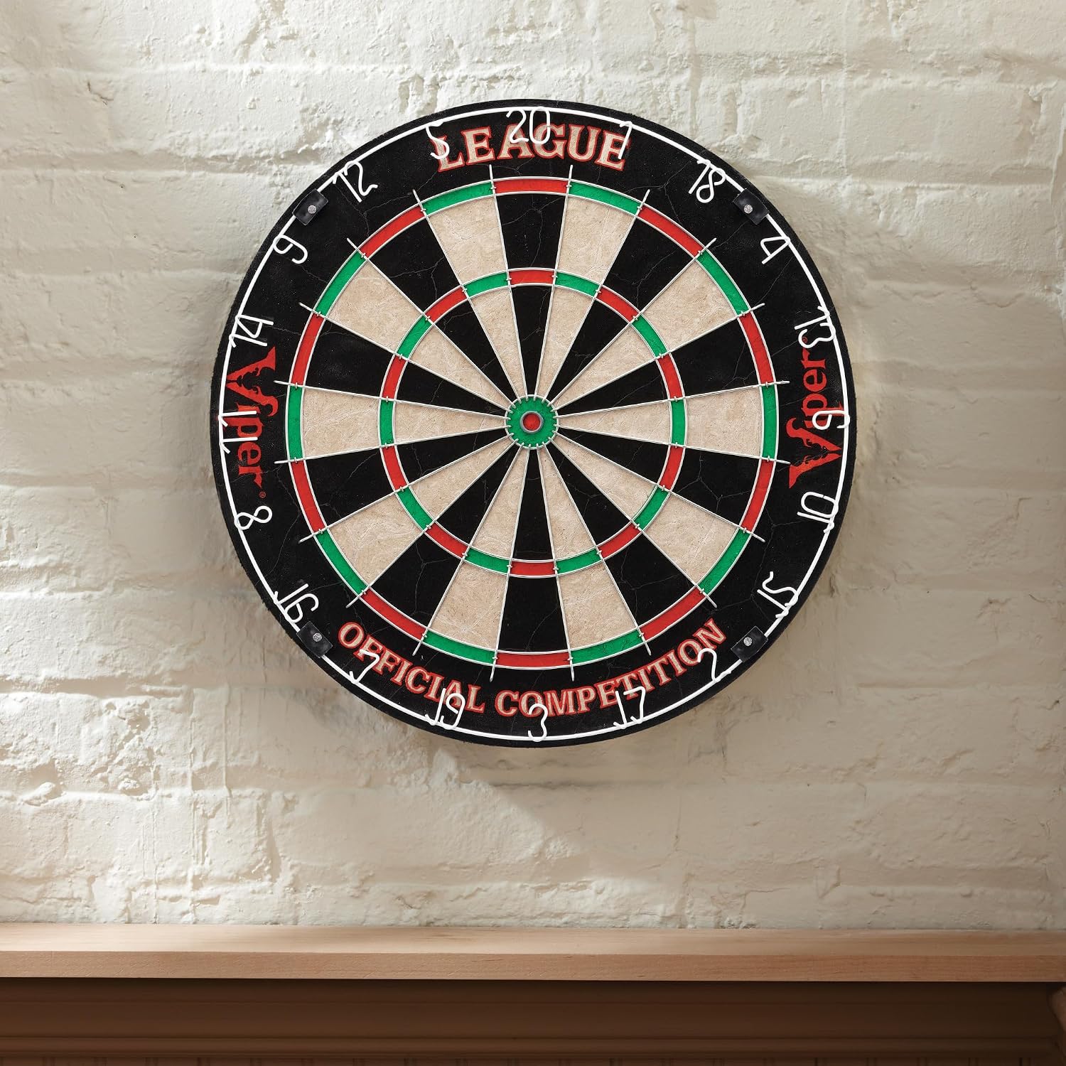 Viper League Pro Regulation Bristle Steel Tip Dartboard Starter Set with Staple-Free Bullseye, Radial Spider Wire