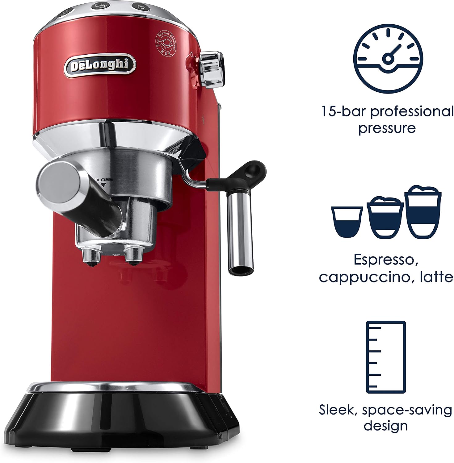 De'Longhi Dedica Espresso Machine, 15-Bar Pump, Frother, Stainless Steel | #1 Worldwide Espresso Machine Maker, Rapid Heat-Up, Frother, Compact Design, Easy to Clean