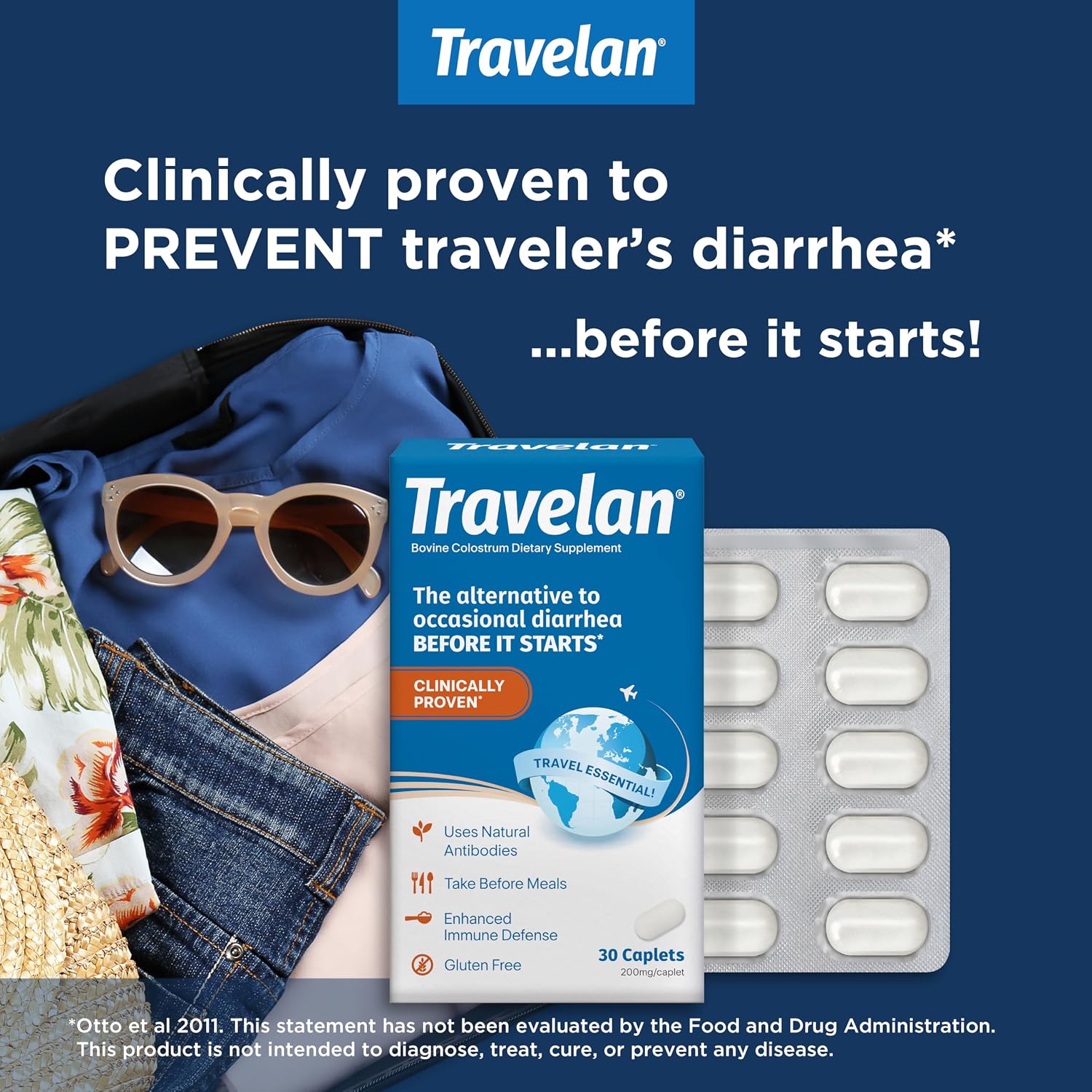 Anti Diarrhea Pills Help Prevent Traveler’s Diarrhea Before It Starts 30 Ct | Clinically Proven, Travel Essentials, Drug-Free Colostrum, Natural Digestive and Immune Support Supplement
