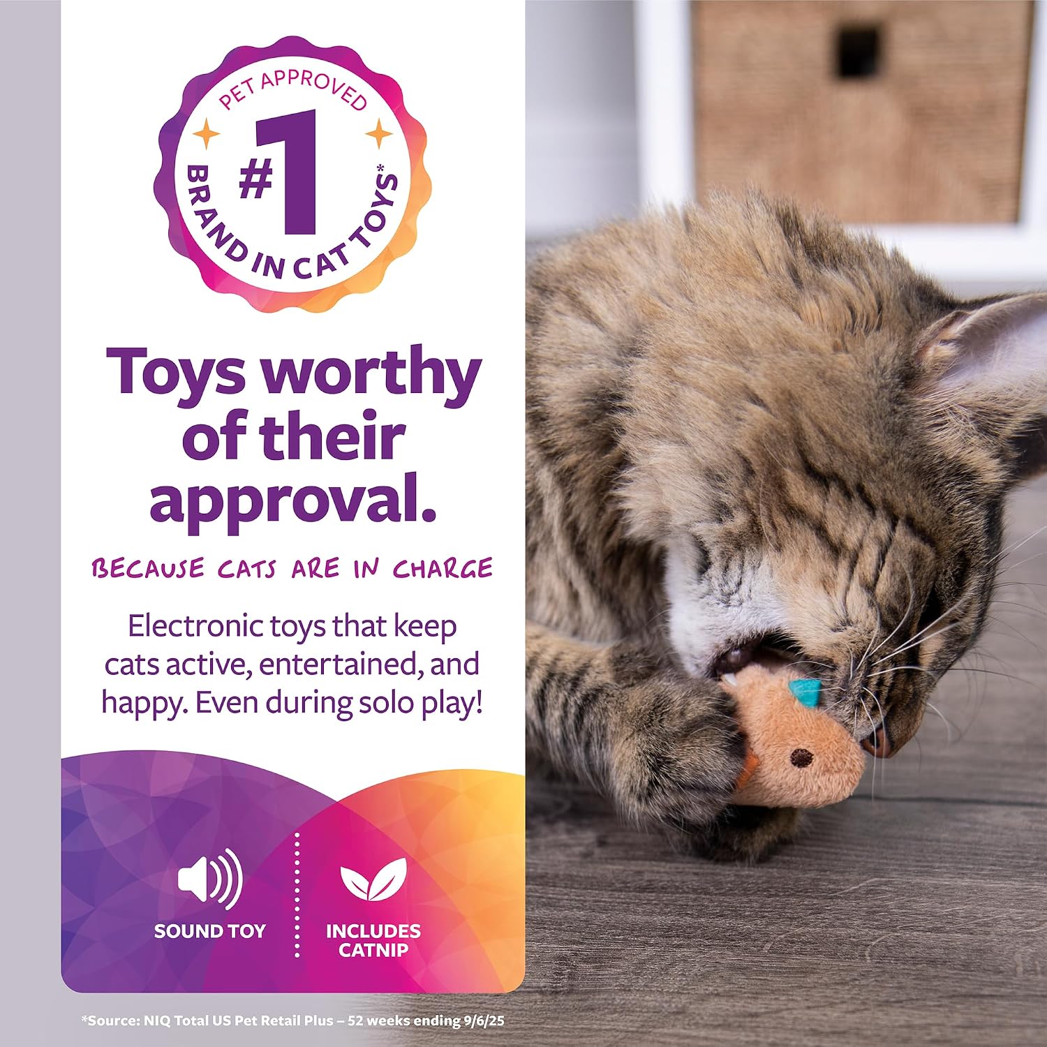 SmartyKat Chickadee Chirp Electronic Sound Cat Toy, Contains Catnip, Battery Powered - Light Brown, One Size