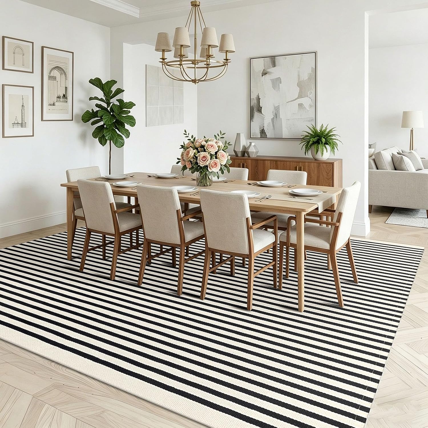 KOZYFLY Black and White Area Rug 3x5 Ft Washable