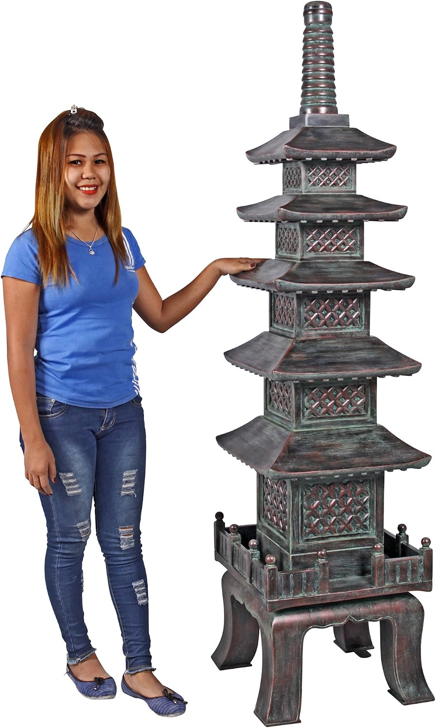 Design toscano ng29870 asian decor pagoda lantern indoor/outdoor statue, 11 inches wide, 11 inches deep, 17 inches high, handcast polyresin, two tone stone finish