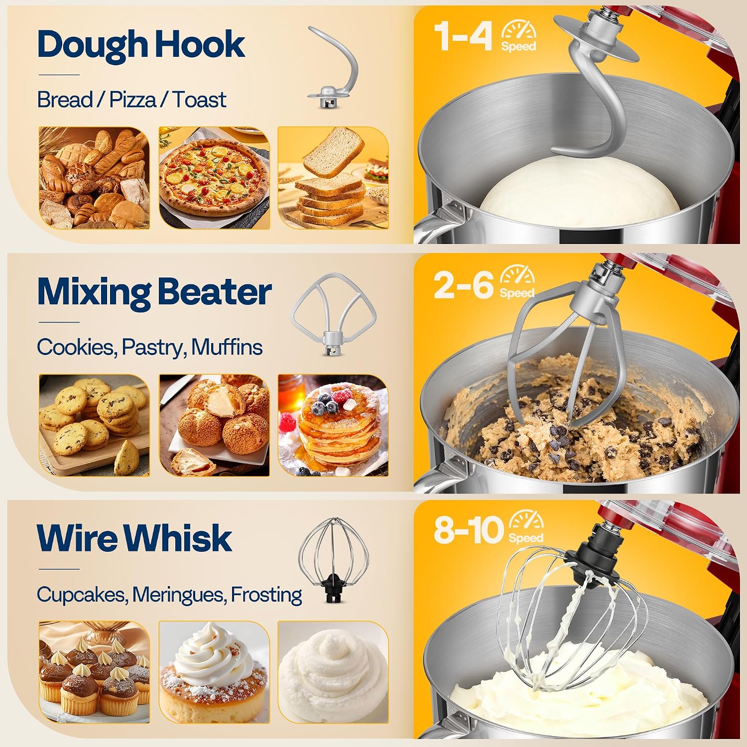 VIVOHOME Stand Mixer, 6-Quart Tilt-Head Kitchen Mixer with Bowl, Gray