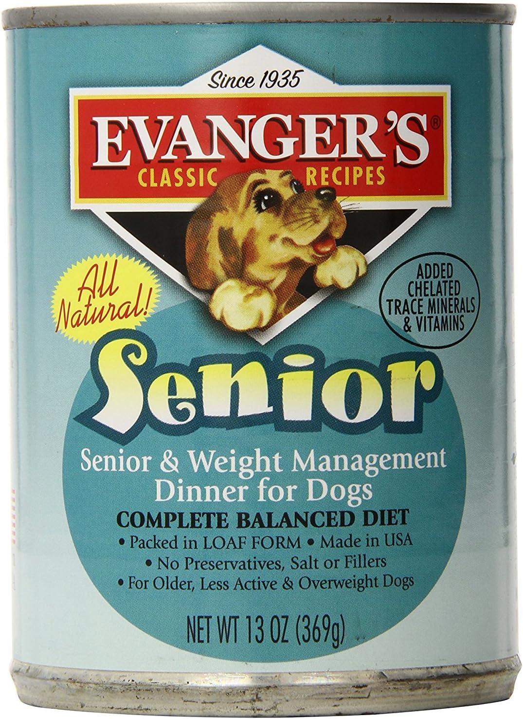 Evanger's Heritage Classic Puppy Food – 12 Count, 12.5 oz Each – Tasty Meat-Based Formula for Puppies & Underweight Dogs – Added Vitamins & Chelated Trace Minerals – Grain & Gluten Free
