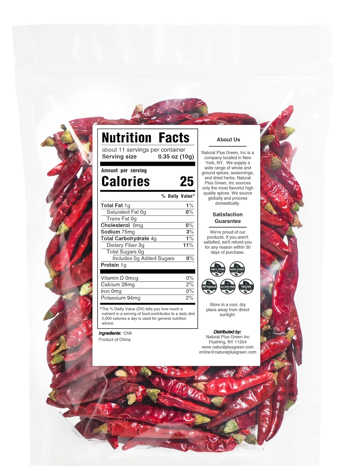Natruen Dried Sichuan Red Chili Pods 4 oz, Medium Hot, Whole Chilies