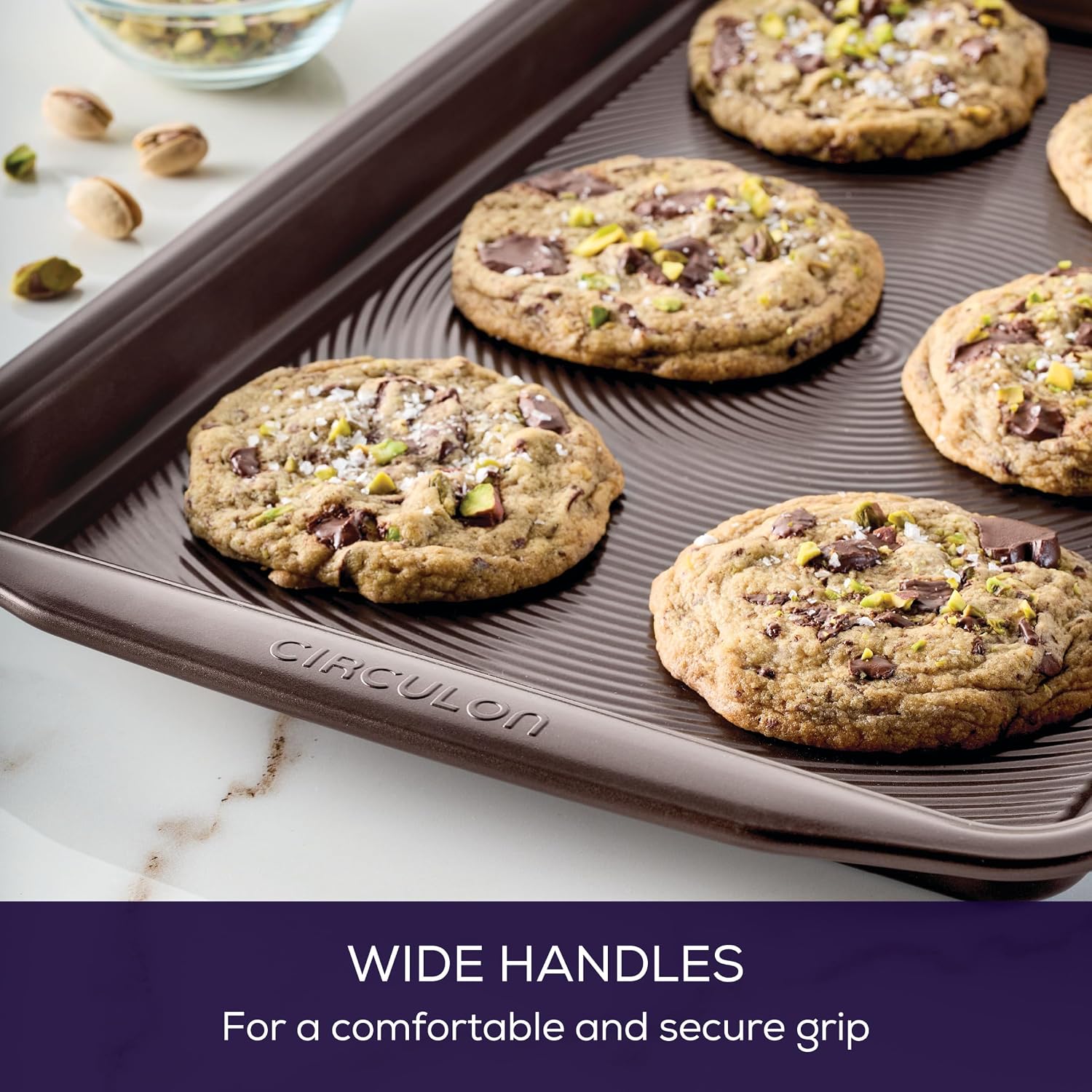 Circulon Bakeware Nonstick Cookie Pan Set, Cookie Sheets for Baking, 2-Piece, Gray