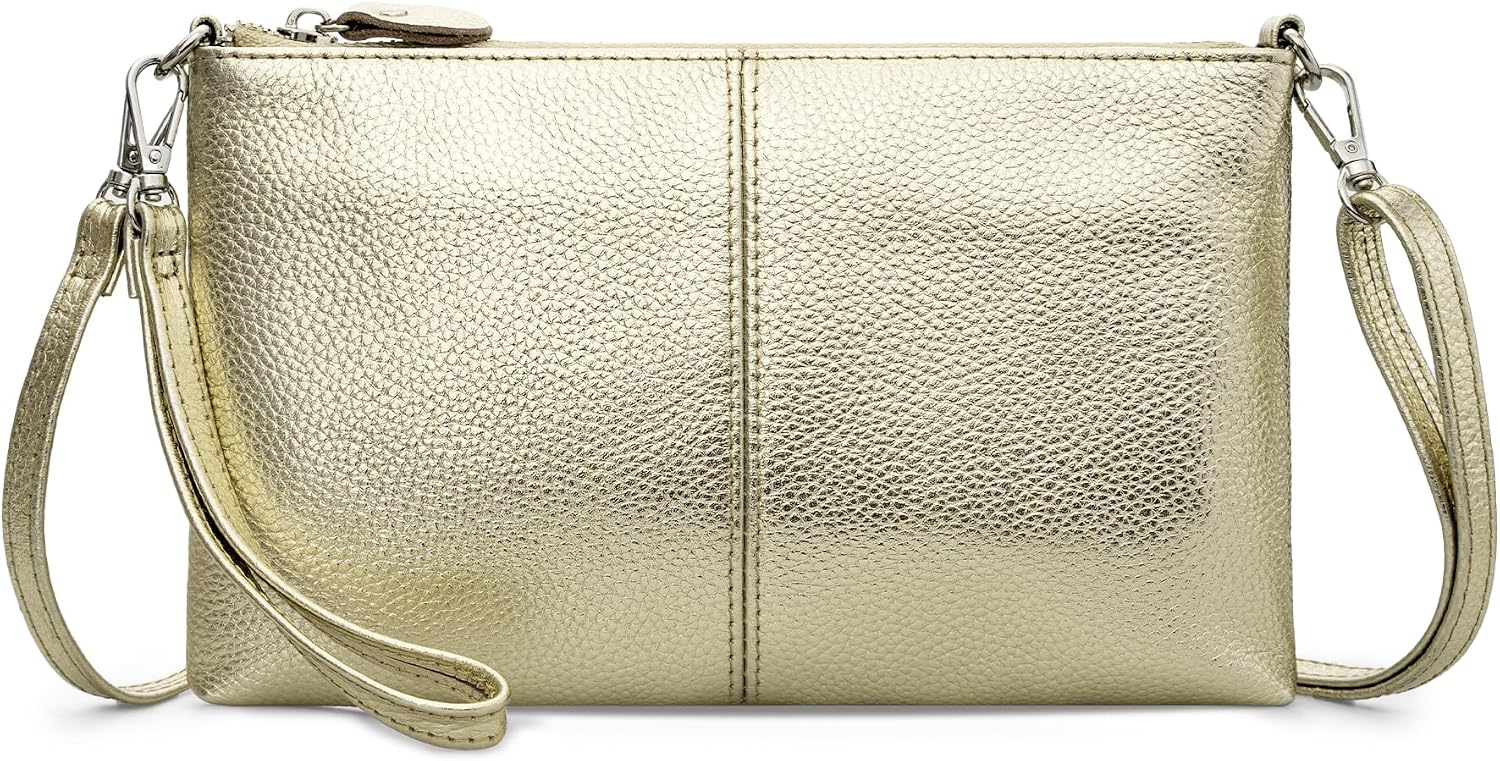 befen Genuine Leather Small Crossbody Bags for Women Wristlet Wallet Purses | Real Leather, RFID Blocking Card Slots, Wristlet Strap, Clutch Purse, Fit iPhone 17 Pro Max, Leather Handbags
