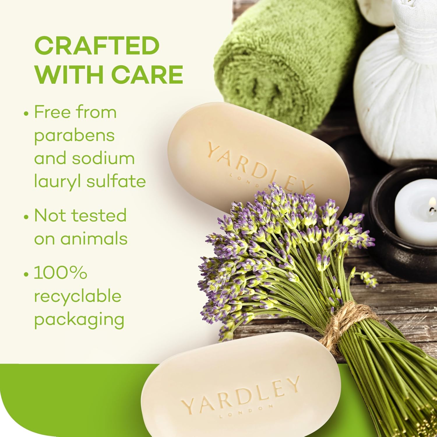 Yardley London Nourishing Bath Soap Bar Aloe & Avocado, Conditions Skin with Creamy Avocado & Olive Extracts, 4.0 oz Bath Bar, 1 Soap Bar