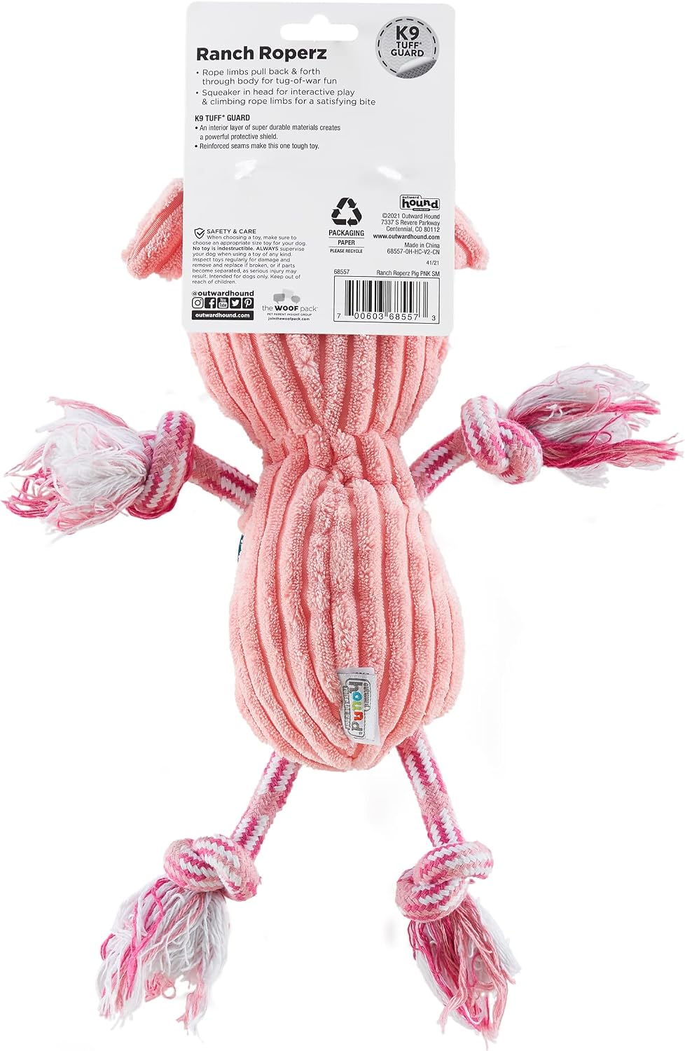 Outward Hound by Charming Pet Ranch Roperz Cow Plush Squeaky Dog Toy