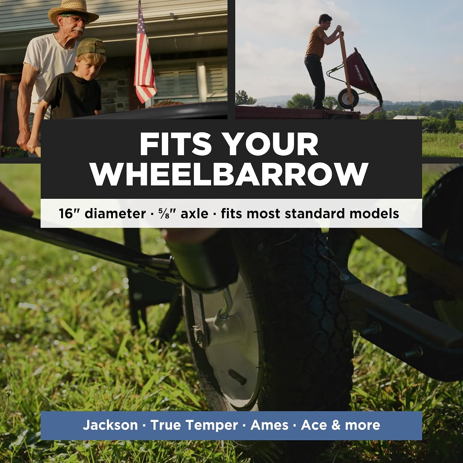 Scenic Road 16" XHD 4-Ply Turf Replacement Wheelbarrow Wheel (SRWT)
