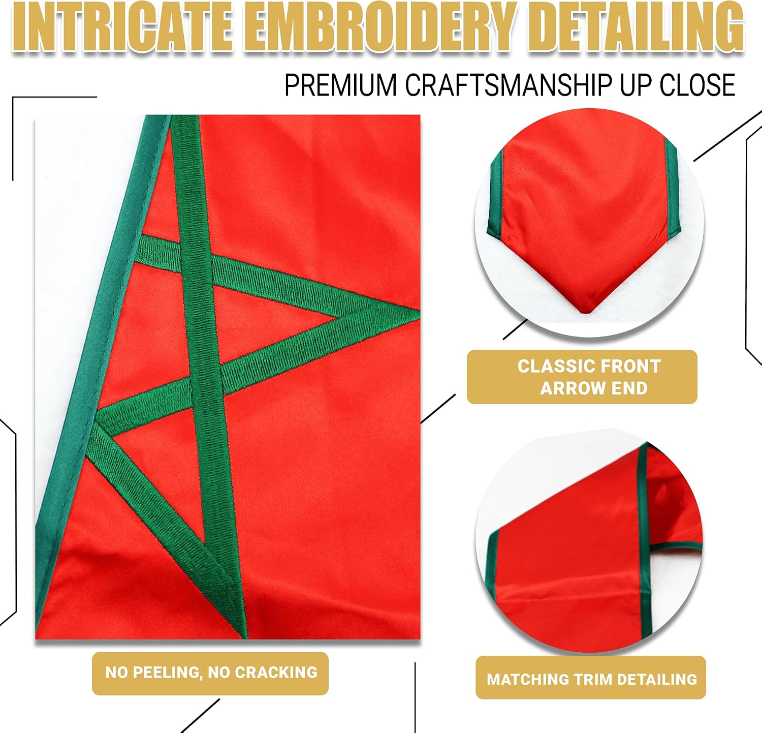 YOXEULL National Flag Embroidered Graduation Stole with Trim, Graduation Sash Graduates Gift, 72"