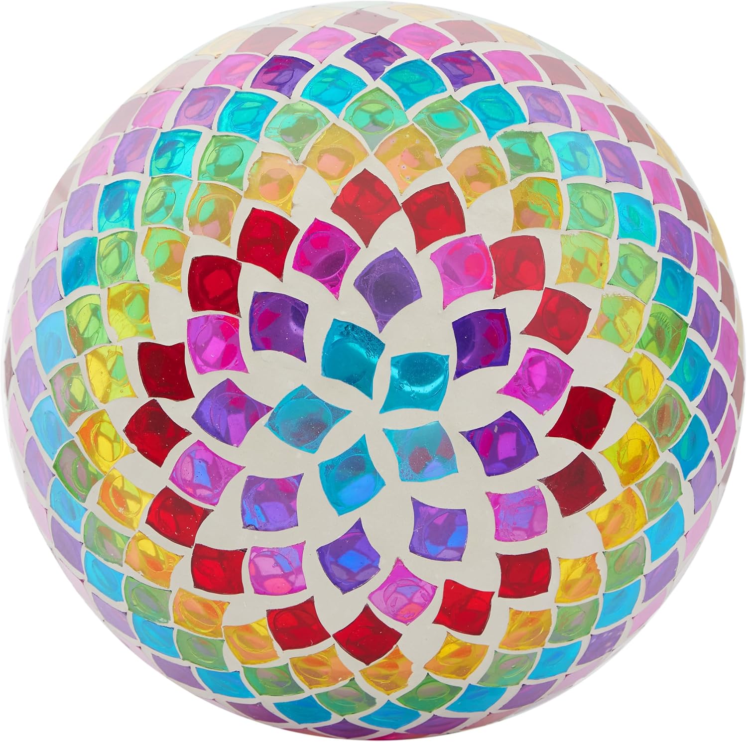 Alpine Corporation 10" Diameter Indoor/Outdoor Glass Mosaic Gazing Globe Yard Decoration, Purple Pearlized Petals Design