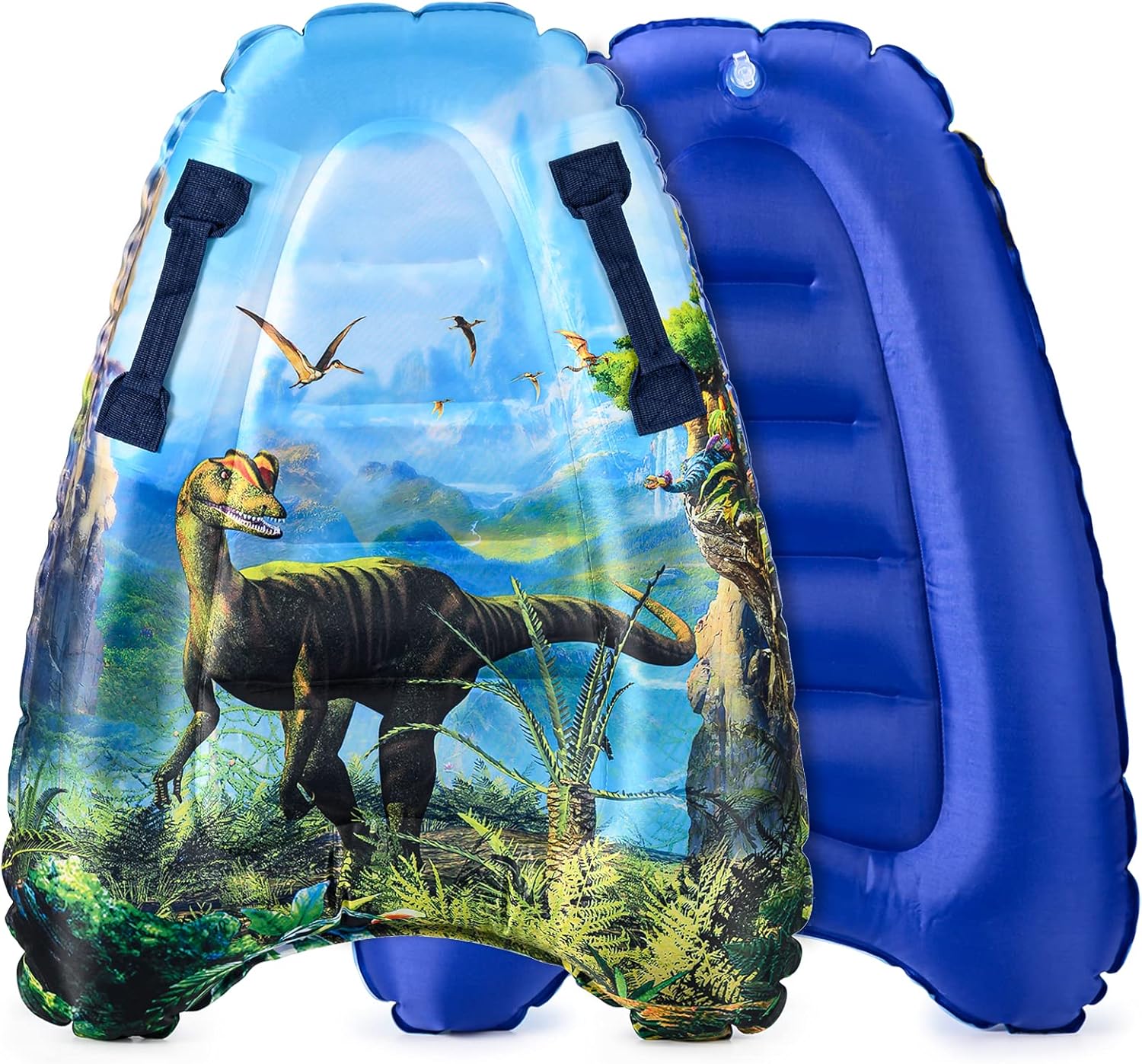 Inflatable Boogy Boards for Beach Travel Toys, 30” Cavas Slip Slide Water Park Body Surfing Board with Handles